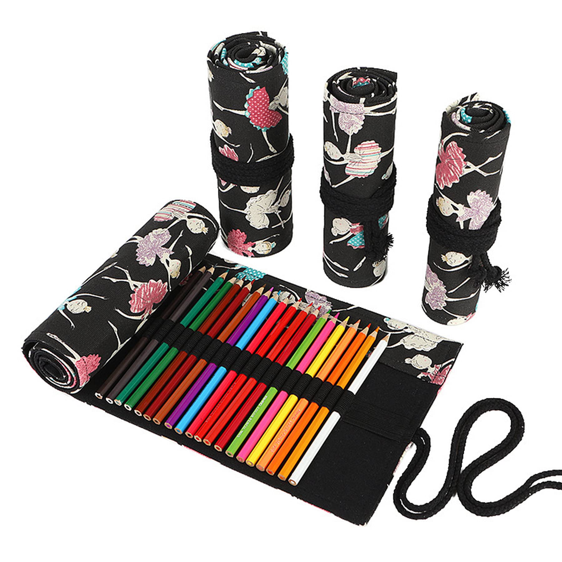 iDili 36-Slot Colored Pencils Organizer - Travel Canvas Pen Case with High Capacity - Perfect Gift for Kids, Students & Artists (Ballet Girls Design) - Ideal for School, Art Class & Travel Organization