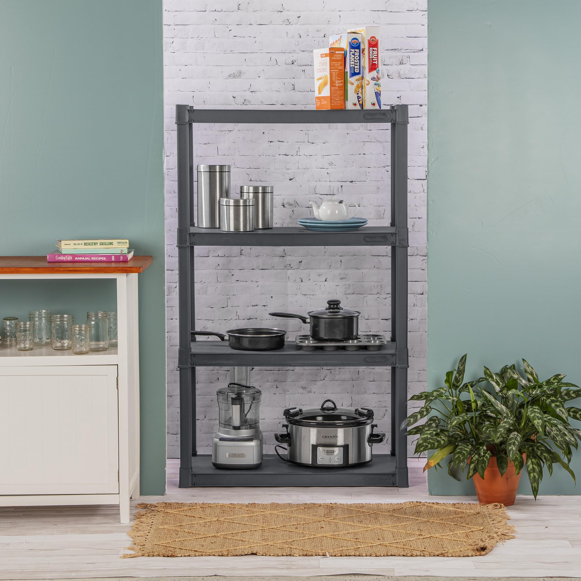 Sterilite 4-Shelf Storage Unit - Heavy Duty Gray Shelves for Garage & Closet