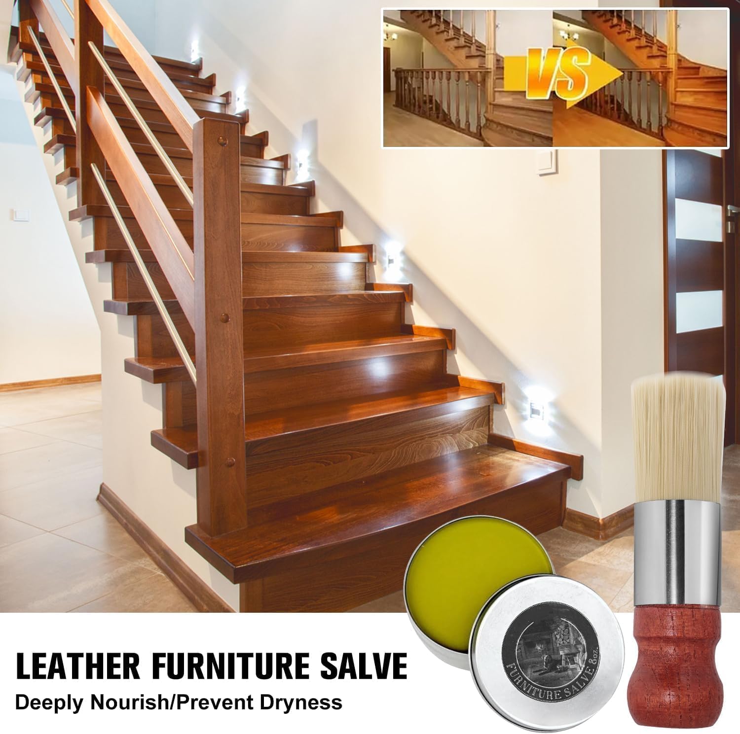 2025 Upgrade Leather & Wood Furniture Repair Cream – Easy to Apply Leather Salve with Brush for Fixing & Protecting Sofas, Chairs, Bags (1pc) – Perfect for Home, Office & Car Interior Care