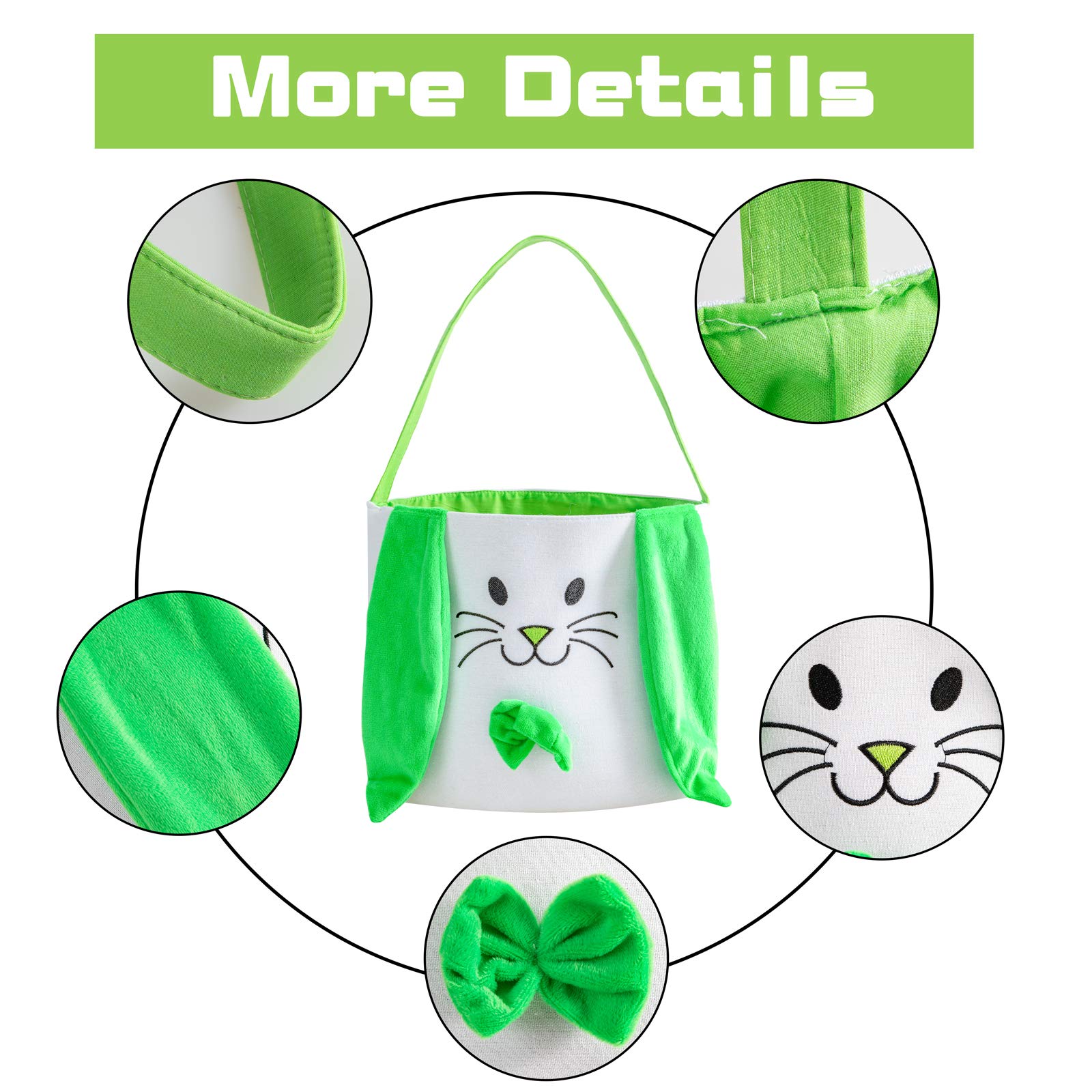 Easter Bunny Basket for Kids - Cute Easter Tote Bag with Handle for Egg Hunting, Easter Party Favors, Spring Gift Basket for Boys & Girls - Perfect for Easter Egg Hunts, Classroom Treats & Spring Celebrations