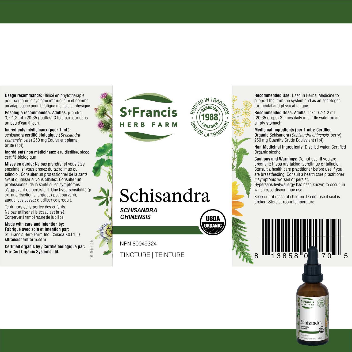 Organic Schisandra Herbal Tincture Liquid - Adaptogen for Mental & Physical Fatigue, Immune System Support | Non-GMO, Lactose-Free, 50ml | Stress Relief, Energy Boost & Wellness Supplement for Daily Use