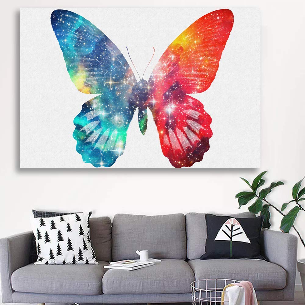 Beautiful Butterfly Giclee Canvas Wall Art - 12x18 Inches Handmade Painting for Bedroom, Living Room, Home Office & Nursery Decor