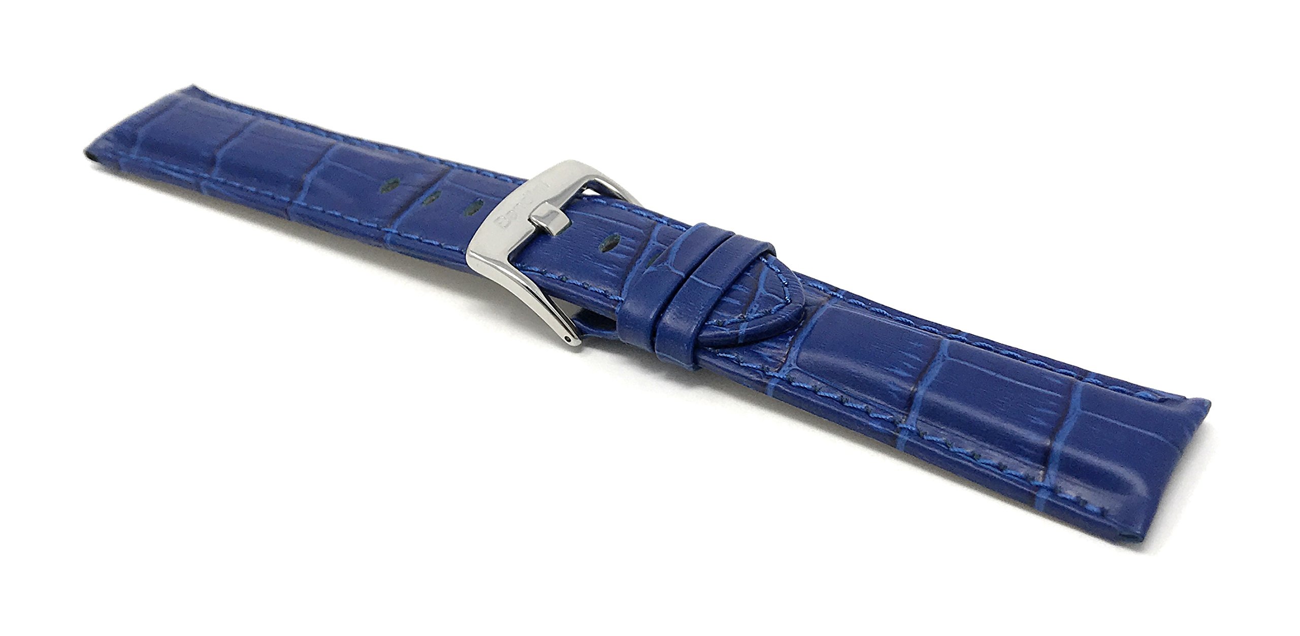18mm Men's Leather Watch Band - Alligator Pattern Strap for Classic & Smart Watches - Blue