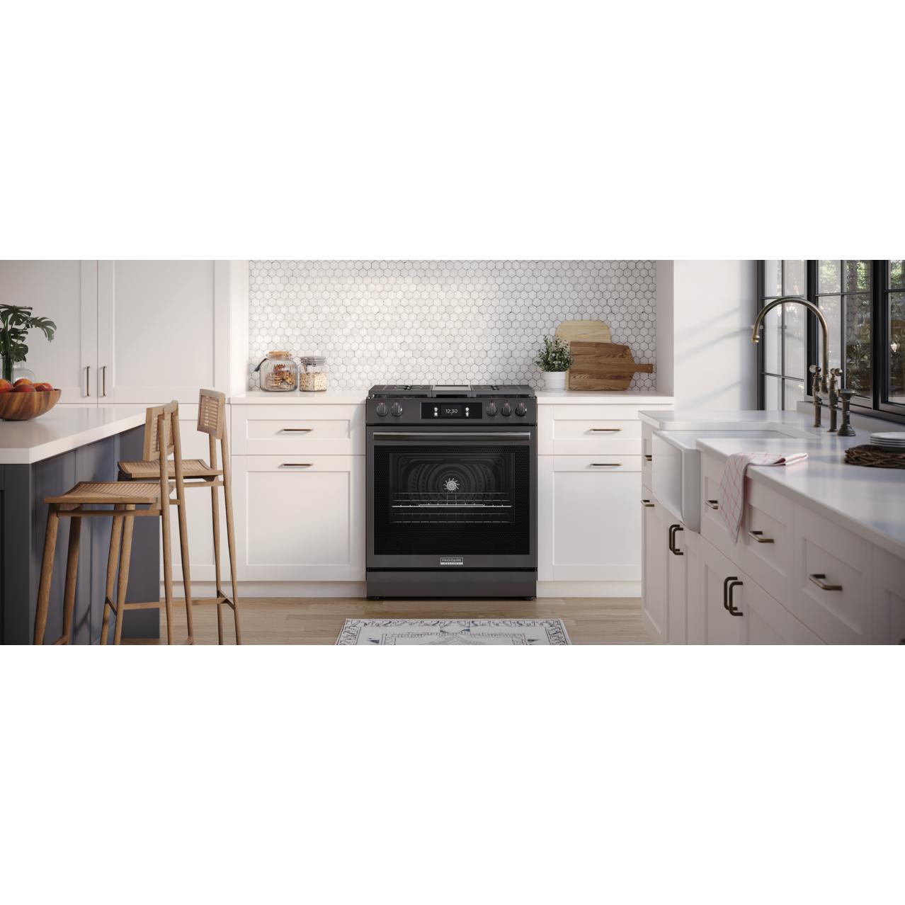 Frigidaire Gallery 30 Inch Gas Range with Convection Technology - GCFG3060BD | Perfect for Home Kitchens, Baking & Cooking