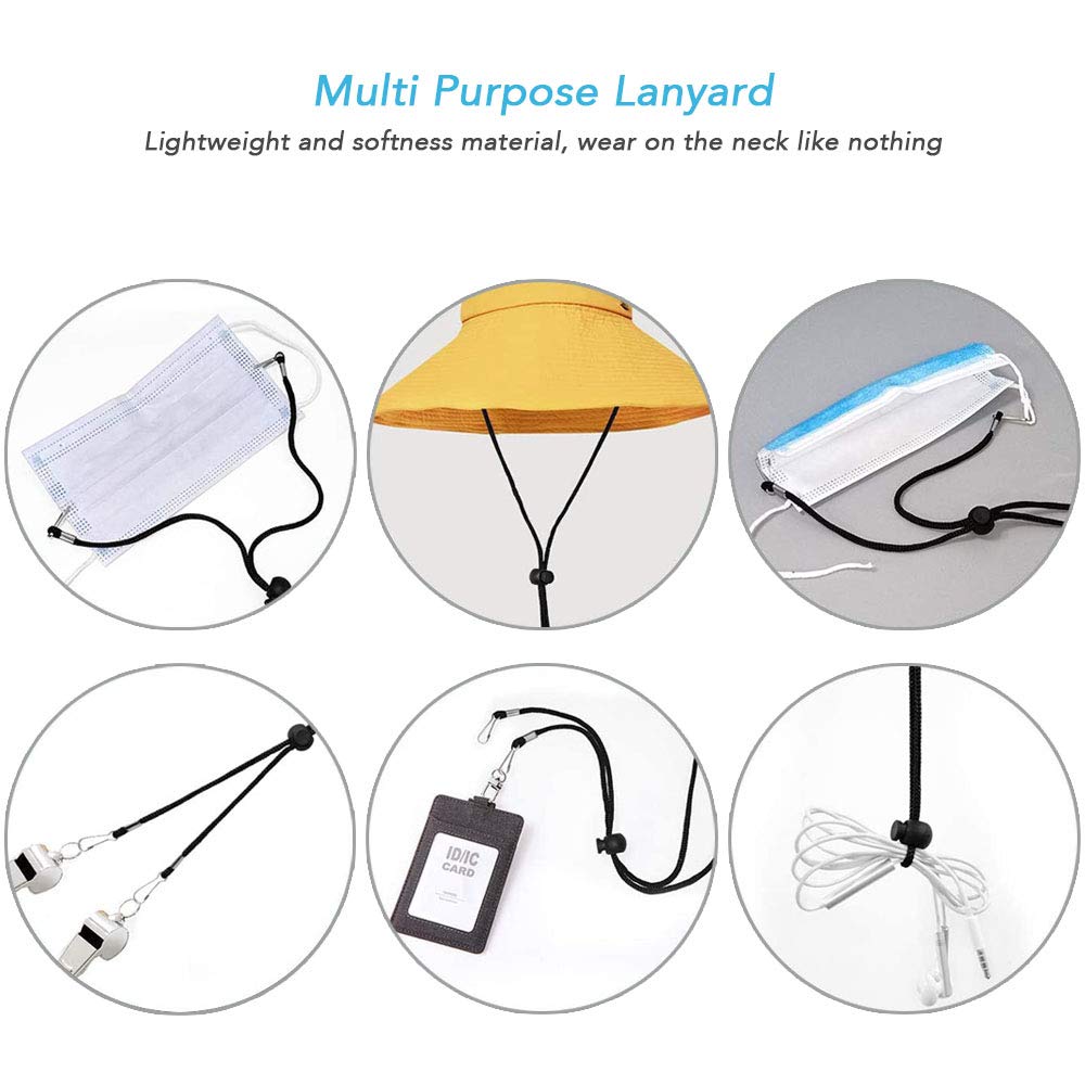 6 PCS Adjustable Face Mask Lanyards with Clips - for Kids & Adults - Daily Use & Travel