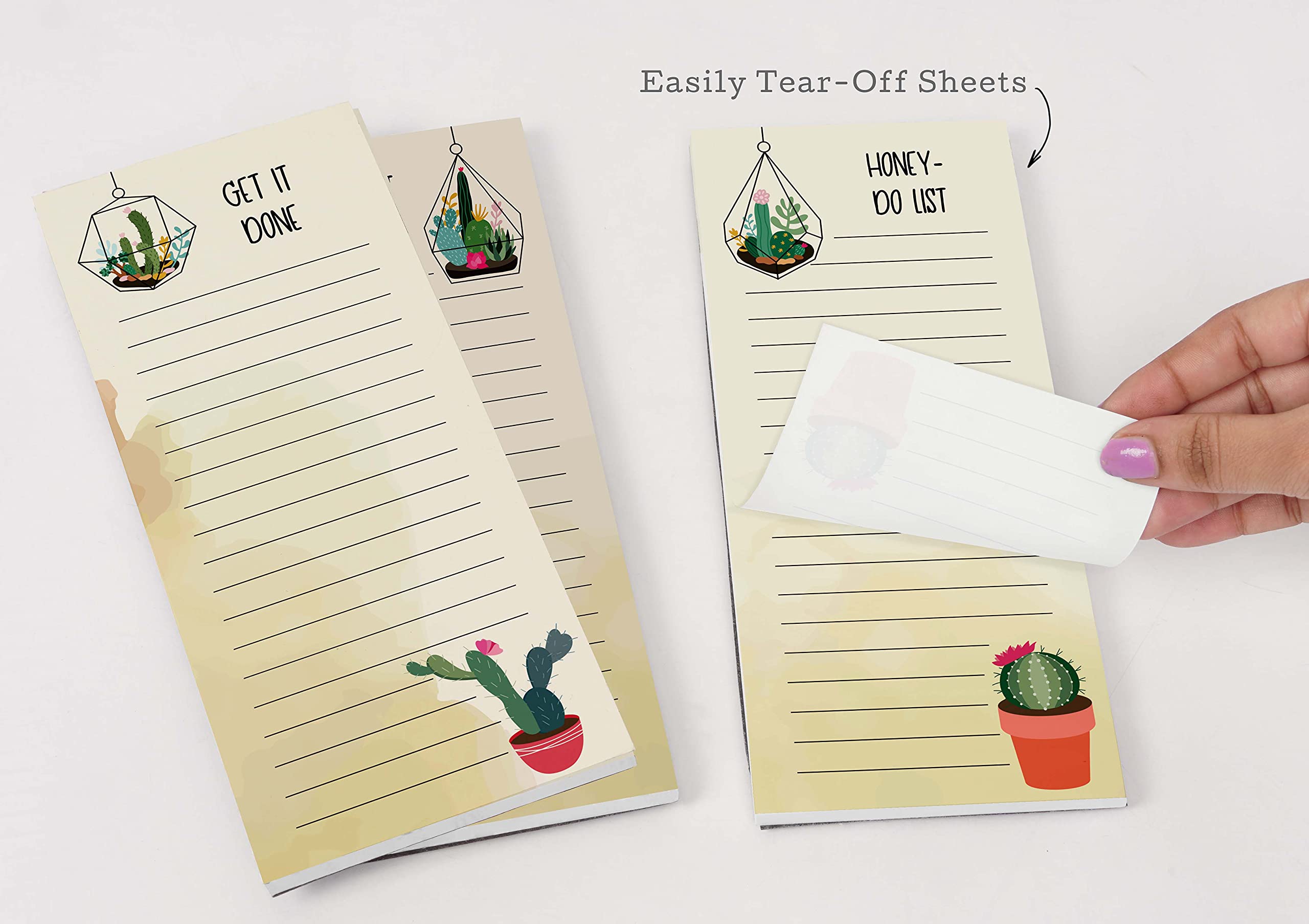 3-Pack Magnetic Fridge To-Do List Notepads - 50 Sheets Each - Reusable Dry Erase Memo Pads for Refrigerator, Kitchen & Office Organization - Perfect for Grocery Lists, Reminders & Family Messages