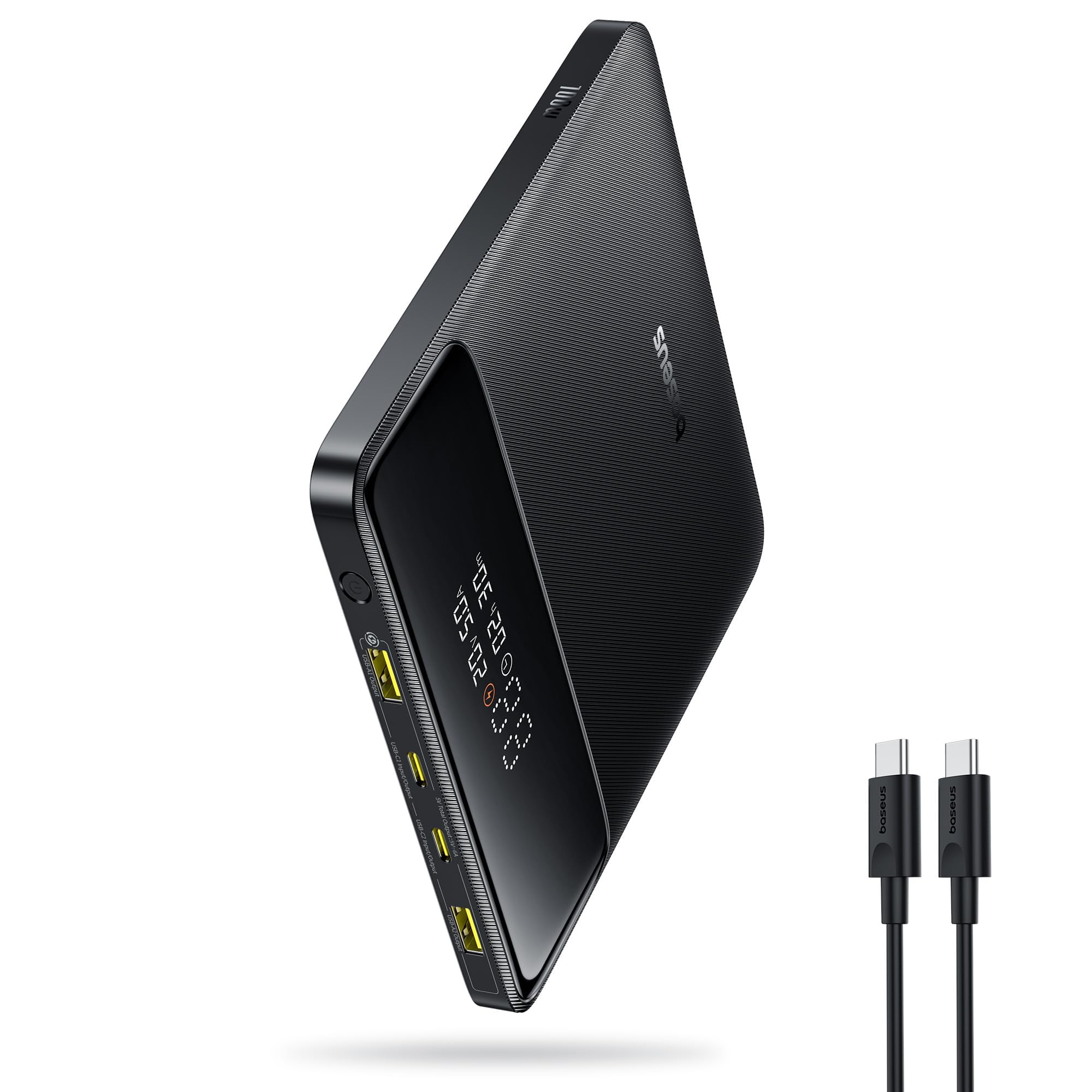 Baseus 100W 20000mAh Portable Laptop Charger - Fast Charging Power Bank with 2 USB-C & 2 USB-A Ports for MacBook, iPad, iPhone 16/15/14/13/12, Samsung S24, Dell, Steam Deck - Perfect for Travel, Business Trips & Outdoor Adventures