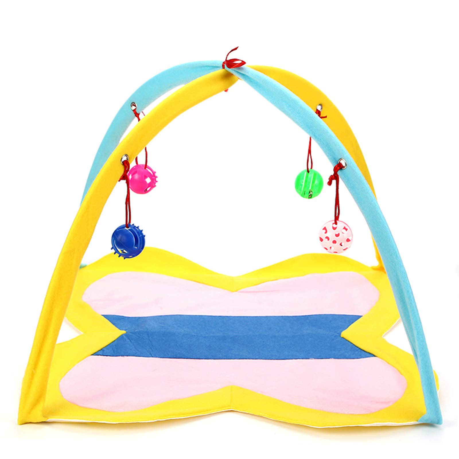 Foldable Cat Toys & Activity Center - Collapsible Kitten Play Tent with Hanging Toys | Interactive Pet Supplies for Indoor Cats | Perfect for Small Spaces & Playtime Fun