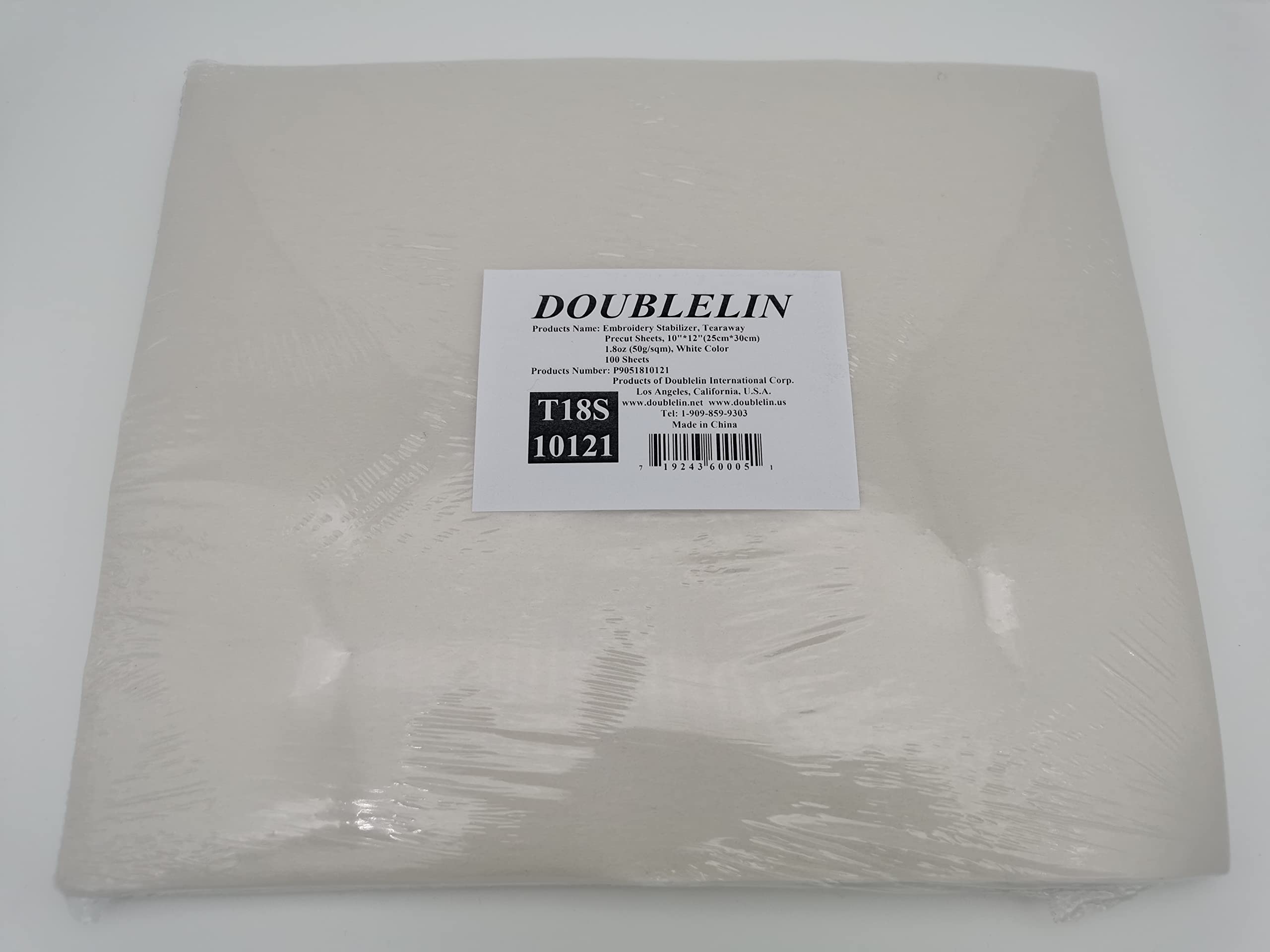 DOUBLELIN Embroidery Stabilizer Backing Paper - Tearaway 1.8oz White, 10