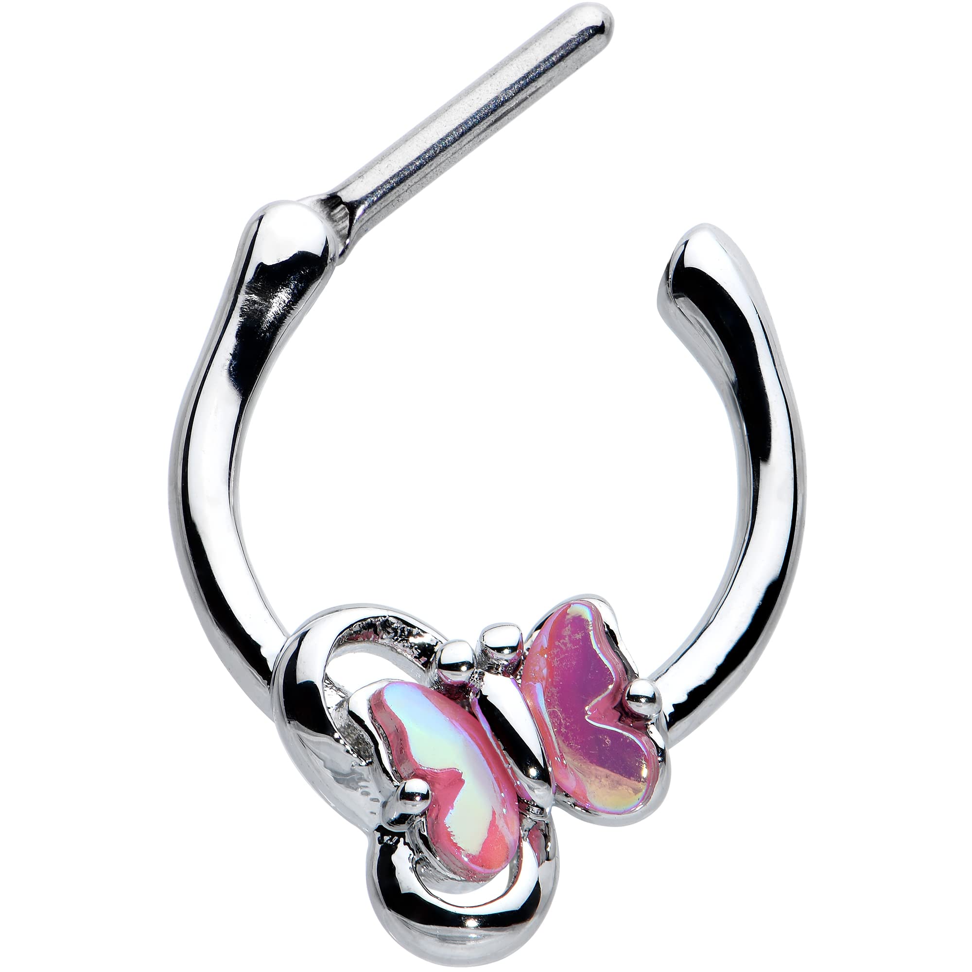 16G Steel Septum Clicker Ring - Heart & Butterfly Cartilage Piercing Jewelry for Women | 5/16