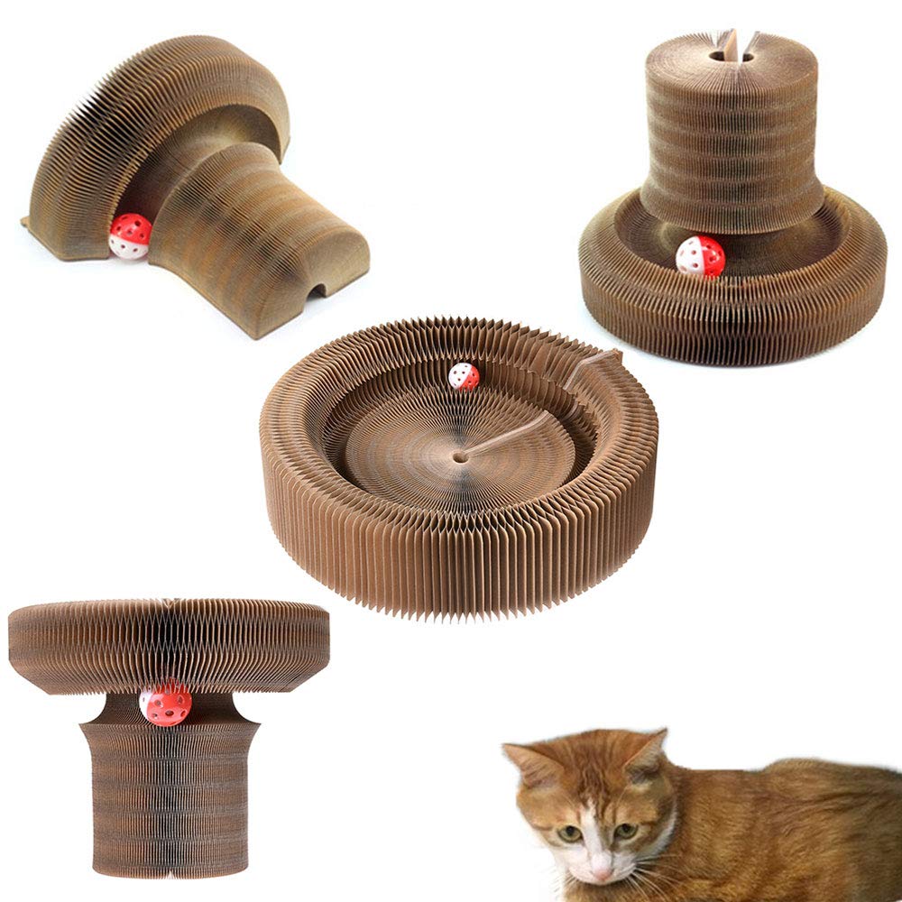 Oncpcare Creative Loop Cat Scratcher & Accordion Cat Bed - Interactive Scratching Pad & Lounge for Kitties - Durable Cat Toys for Resting, Playing & Stress Relief - Perfect for Small Spaces & Multi-Cat Homes