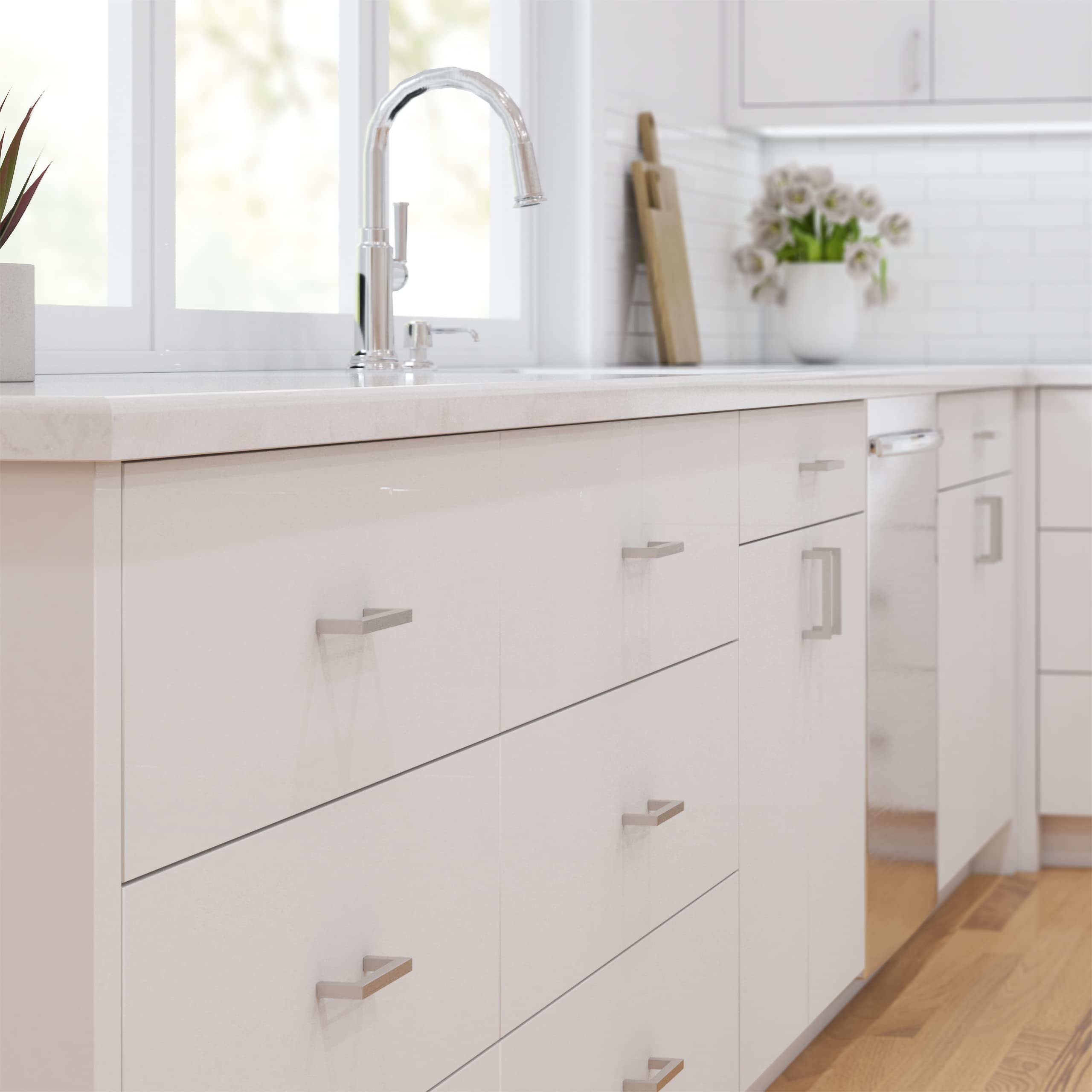 Modern Brushed Stainless Steel Cabinet Drawer Handles - 3 15/16 Inch (10 Pack) | RCH Hardware HD-SS128-224 | Durable Kitchen & Bathroom Hardware for Cabinets, Dressers & Furniture