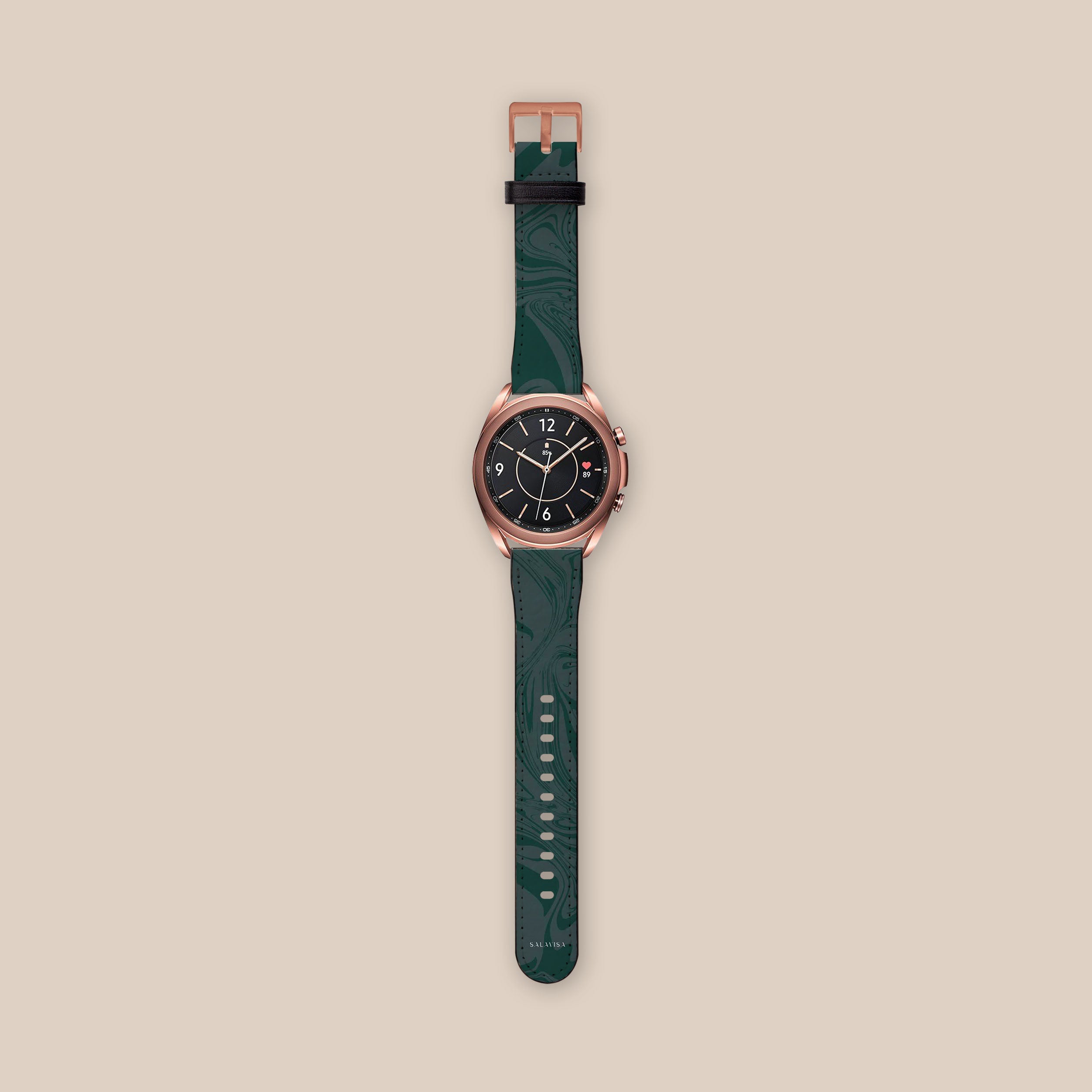 Dark Green Swirl Galaxy Watch Band for Samsung Galaxy Watch 5/4/3 - Stylish Durable Silicone Replacement Strap - Perfect for Fitness, Workouts & Everyday Wear