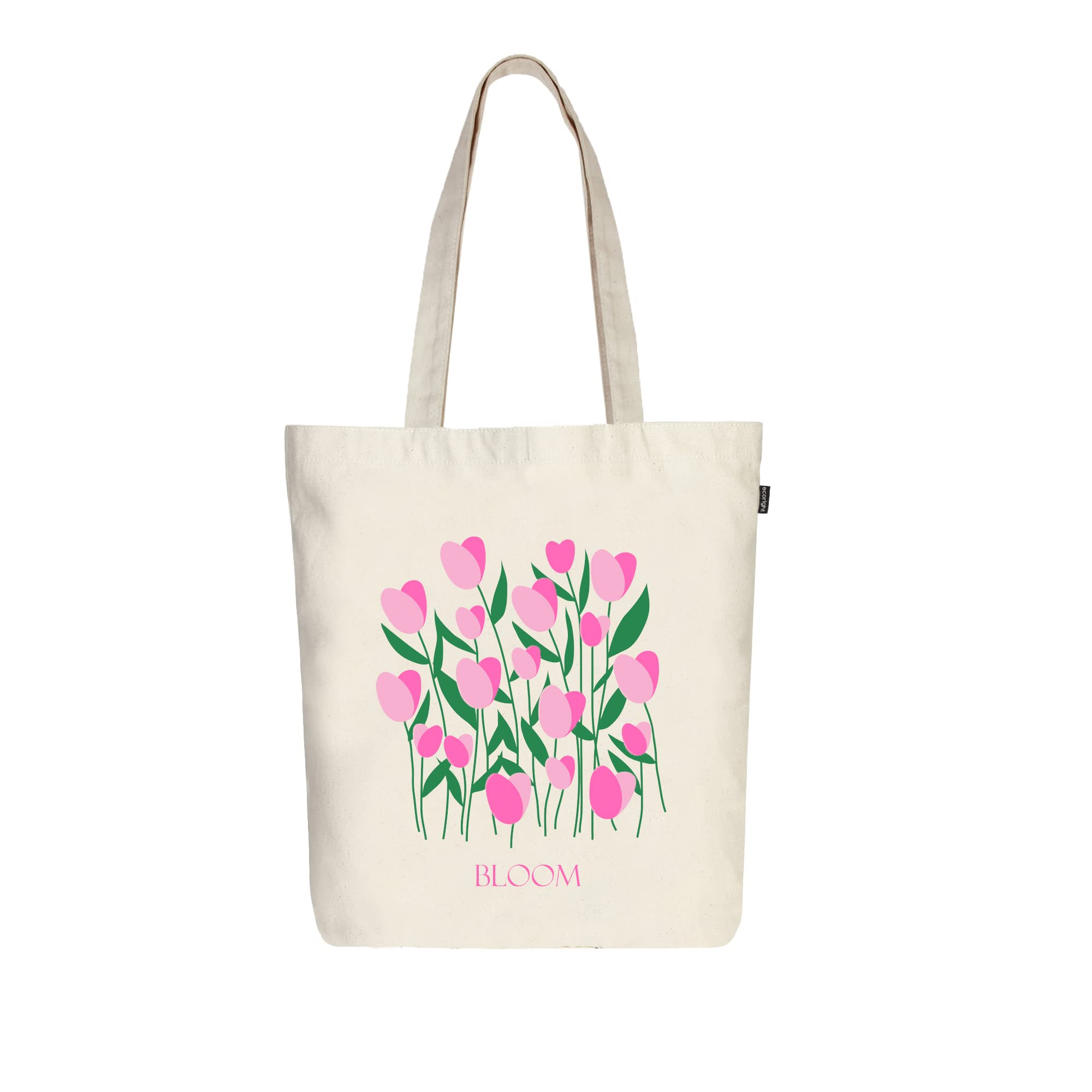 EcoRight 100% Organic Cotton Canvas Zipper Tote Bag for Women - Reusable Eco-Friendly Small Shoulder Bag for Christmas Gifts, Travel, Beach, Shopping & Daily Use