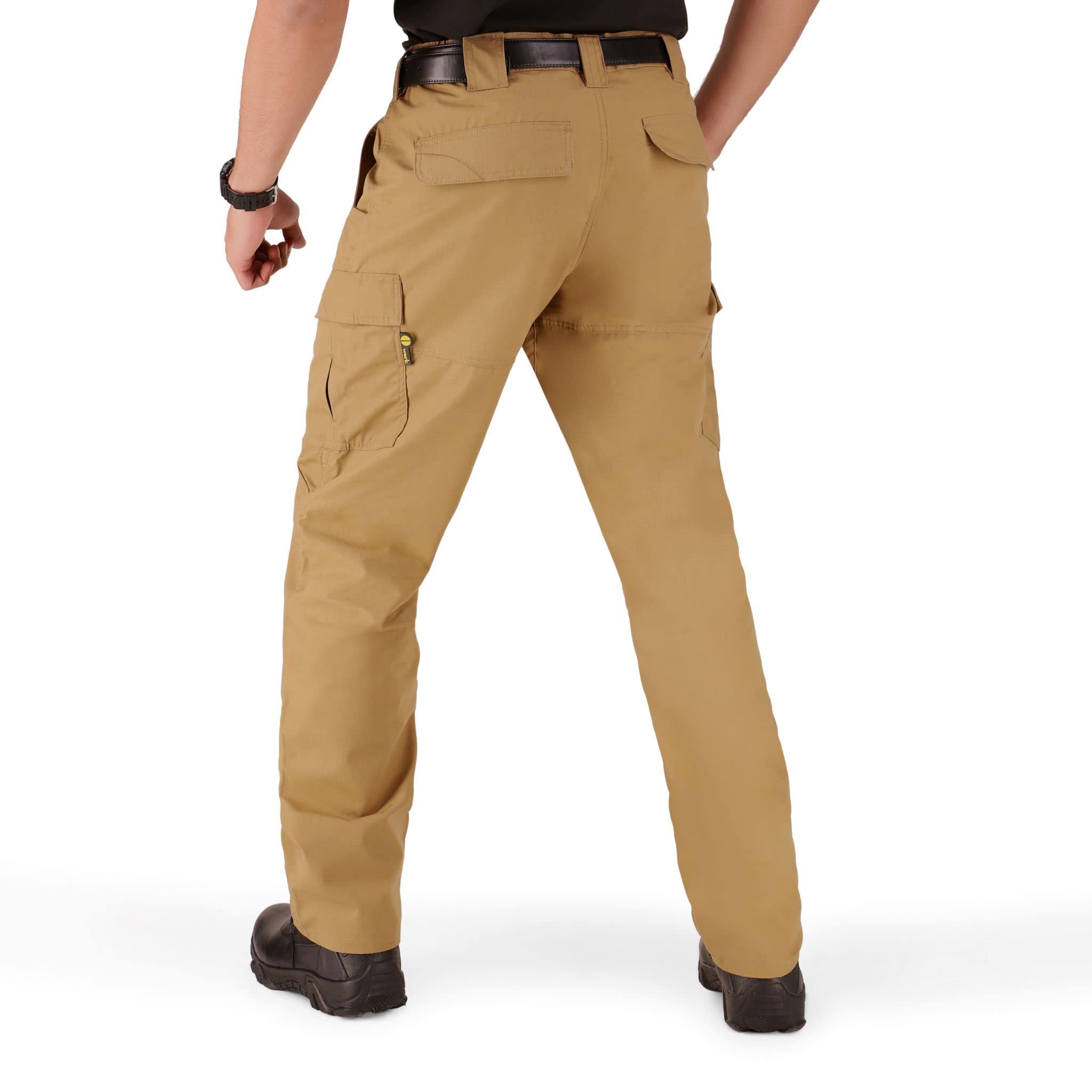 WHITEDUCK Men's Tactical Cargo Pants - Ripstop Stretch Water Resistant Work Pants with 13 Pockets for Military, Hiking & Outdoor Activities - Durable Tactical Pants for Camping, Hunting & Construction Work