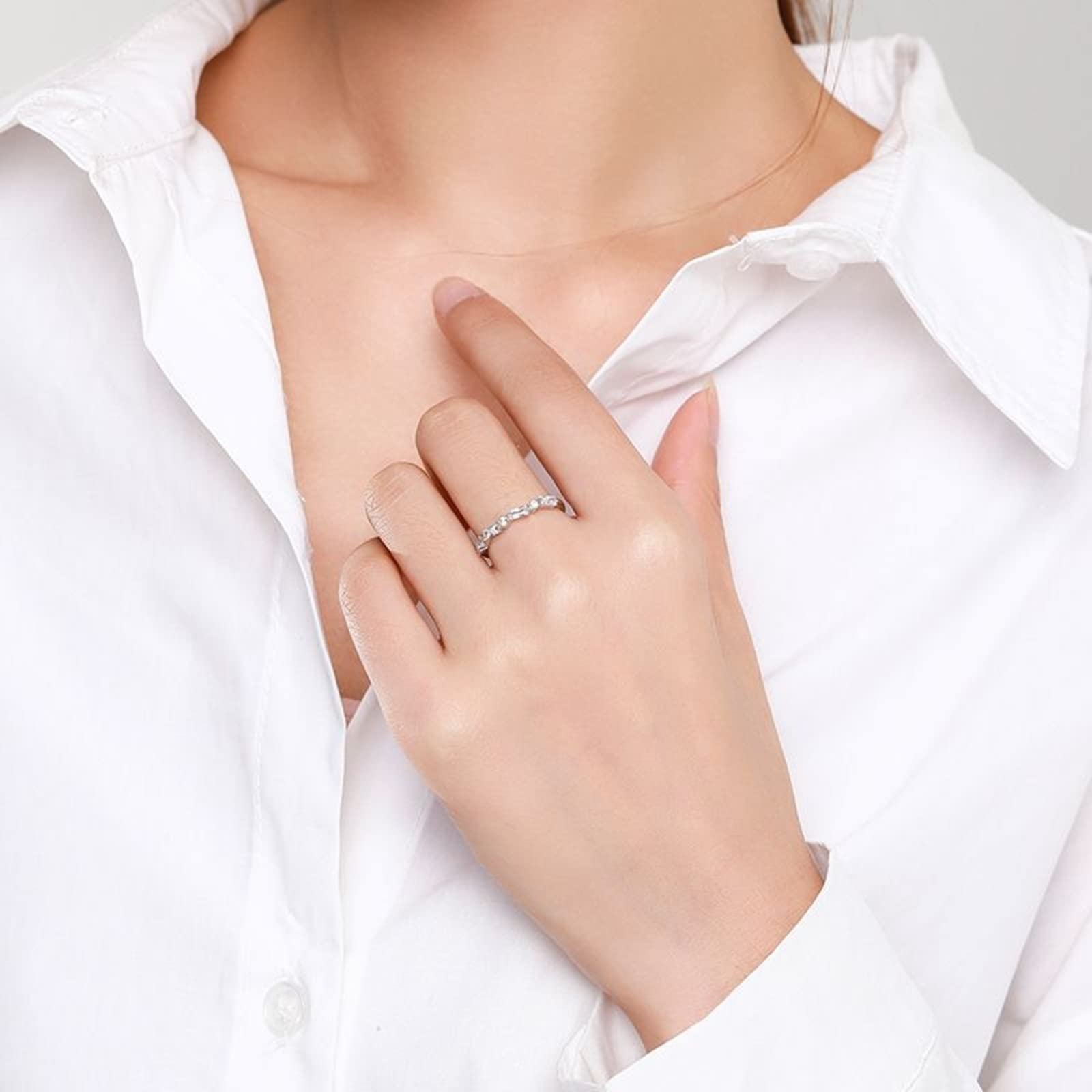 Sterling Silver Cubic Zirconia Promise Rings for Women - Unique Irregular Design Wedding Band, Anniversary Gift for Her - Perfect for Engagements, Proposals & Special Occasions