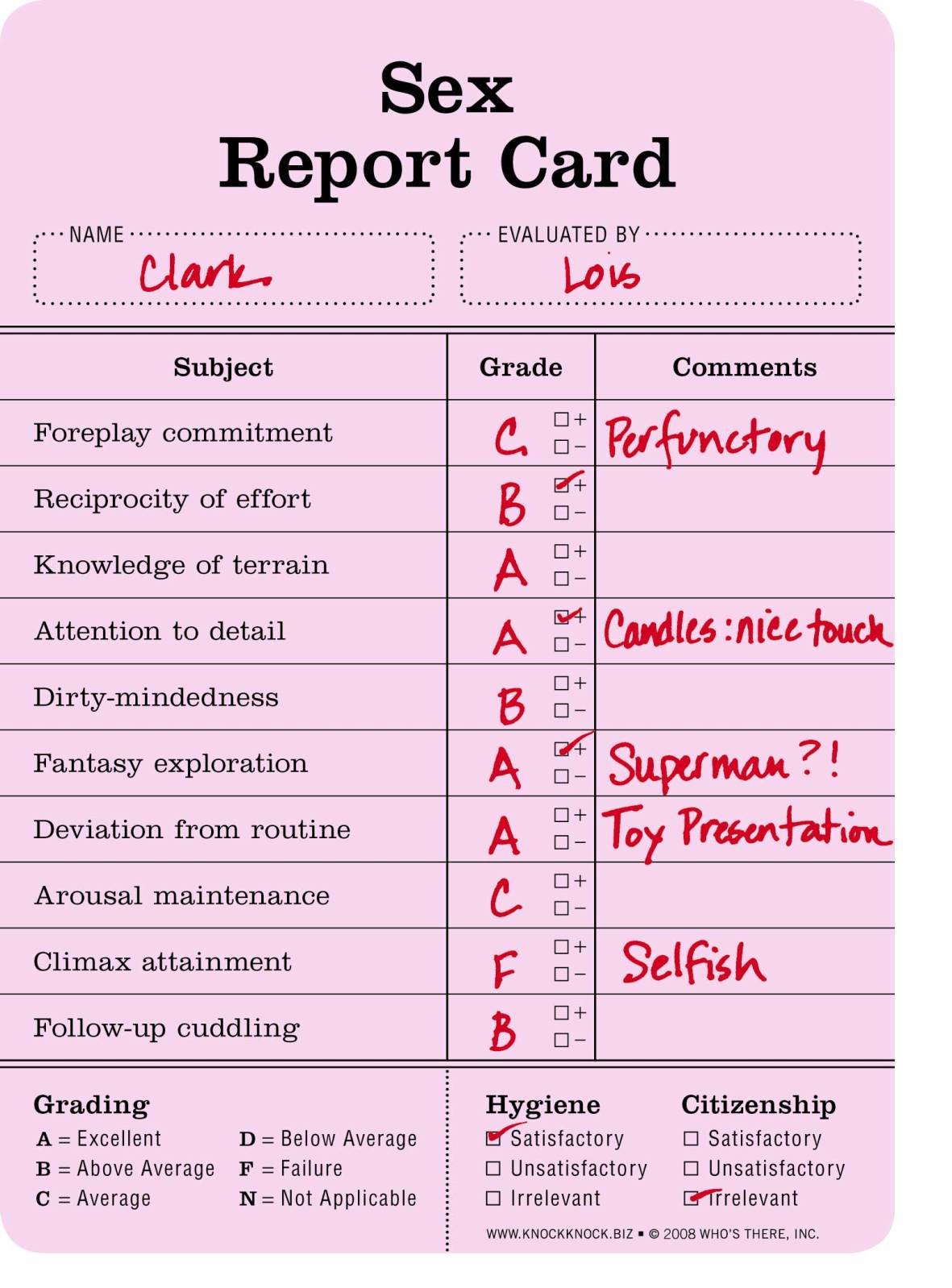 Funny Magnetic Sex Report Card for Couples - Pack of 2 Adult Humor Gifts - Perfect for Anniversaries, Valentine's Day & Romantic Nights