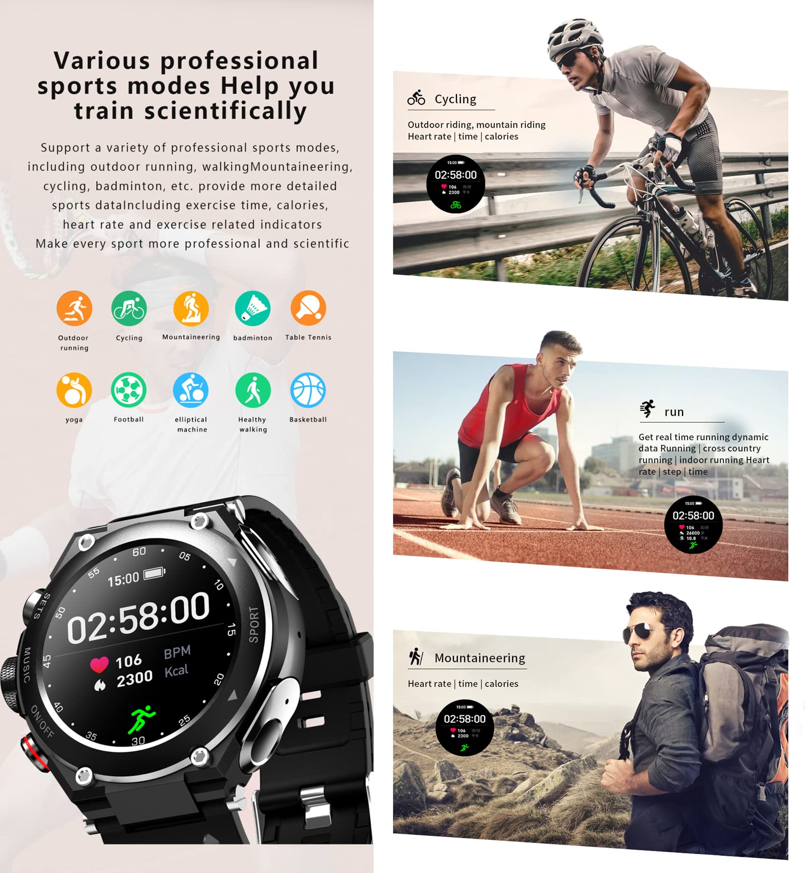 T92 Smart Watch with Bluetooth Earbuds - Fitness Tracker & Music Player for Sports & Daily Use
