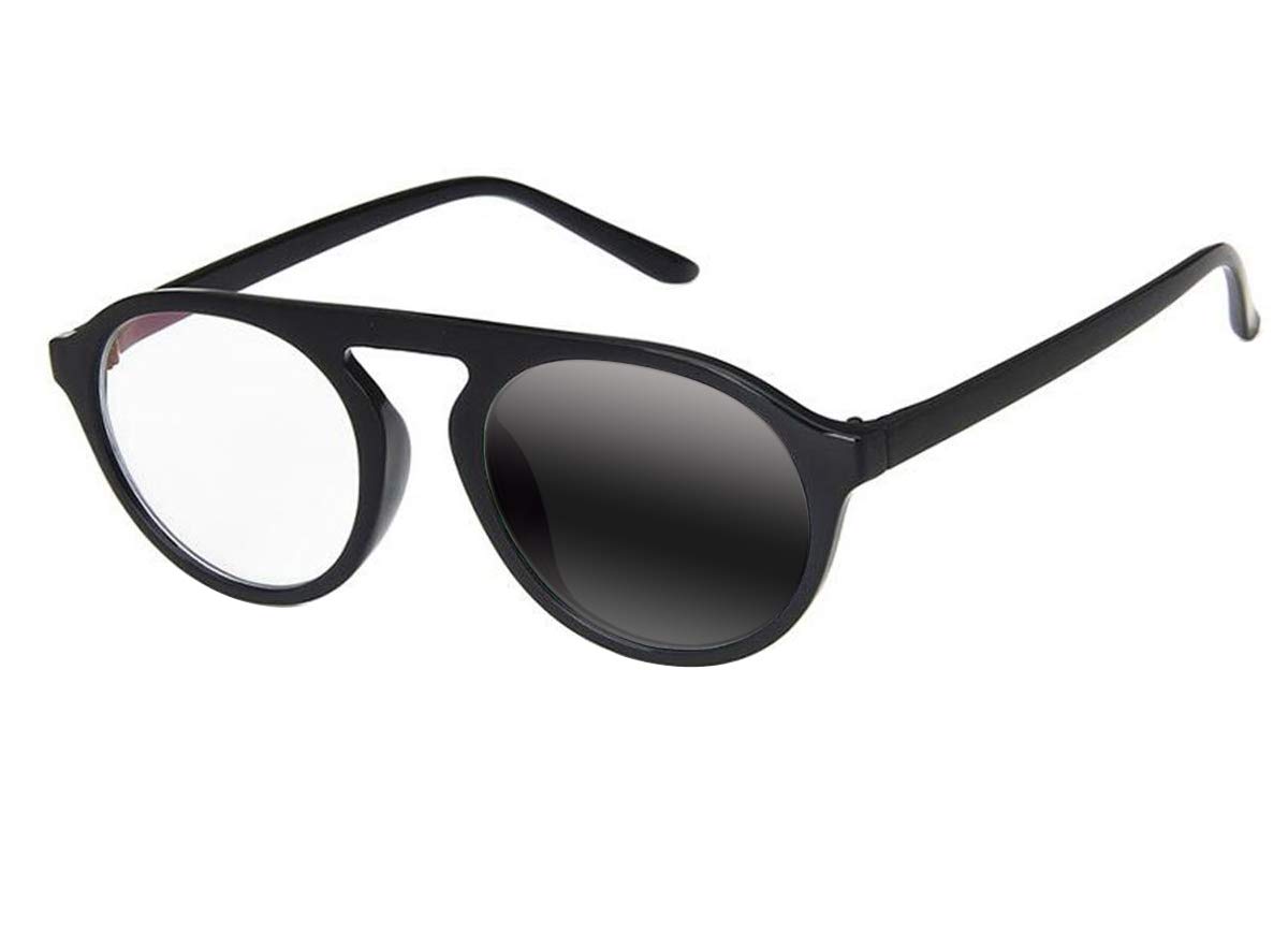 Bifocal Photochromic Reading Glasses for Men & Women - Retro Round Frame with Light Adjusting Lenses - Perfect for Indoor/Outdoor Reading & Computer Use