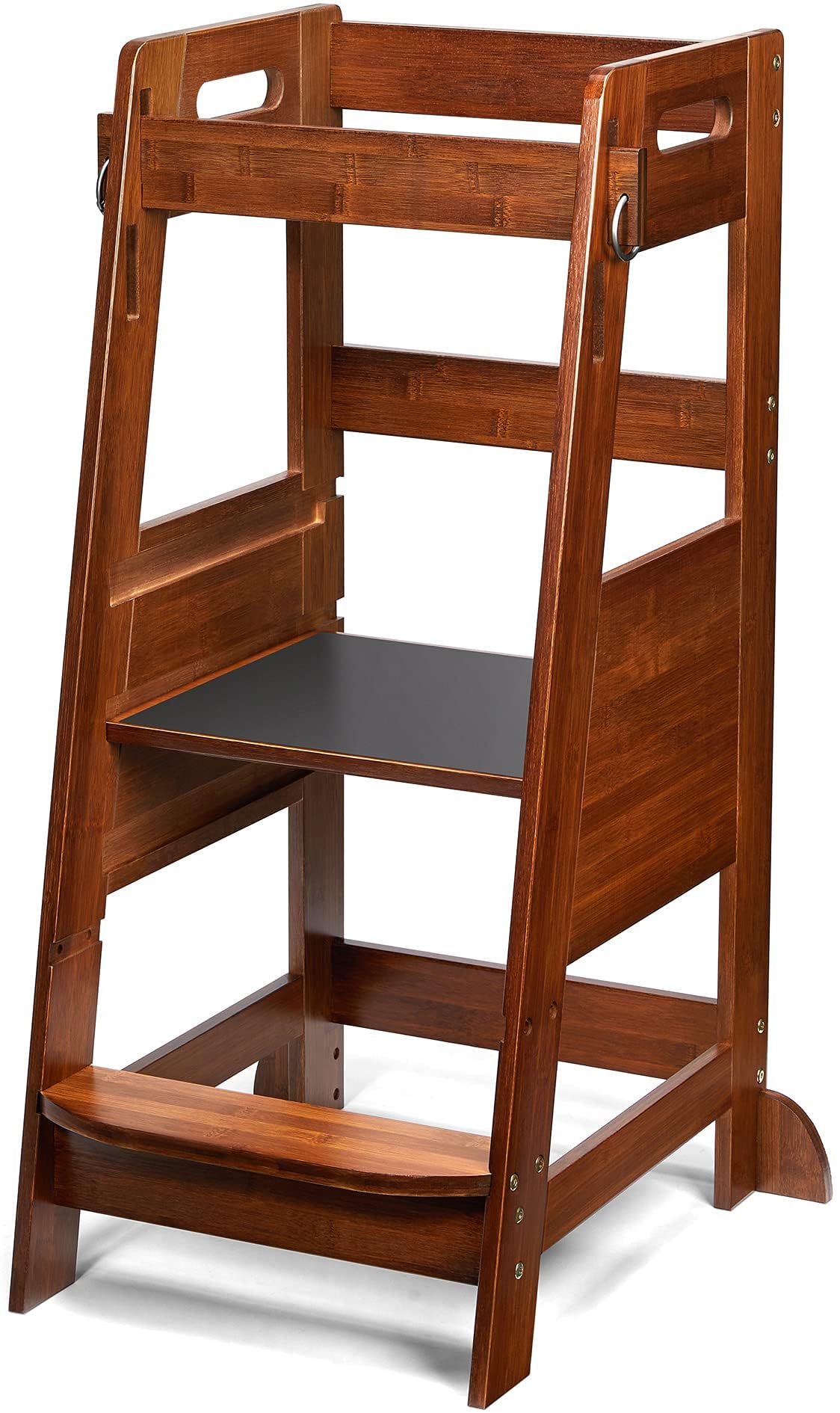 TOETOL Adjustable Bamboo Toddler Step Stool - Anti-Slip Kitchen Helper Tower for Kids | Safe Learning Stool for Cooking, Baking & Playtime Activities