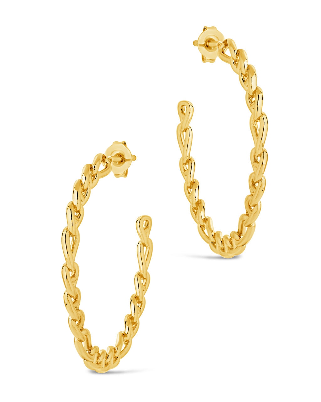 Rylan Flat Chain Hoop Earrings for Women - 14K Gold Plated Dainty Minimalist Jewelry - Perfect for Everyday Wear, Office & Date Night