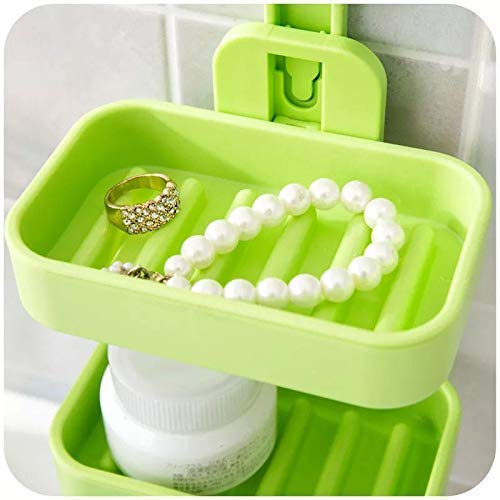 ADDCART Plastic Double Layer Soap Stand - Wall Mounted Vacuum Suction Soap Holder & Dispenser Tray for Kitchen, Bathroom (Fits Ceramic Tiles & Glass Partitions) - Perfect for Shower, Sink & Countertop Organization