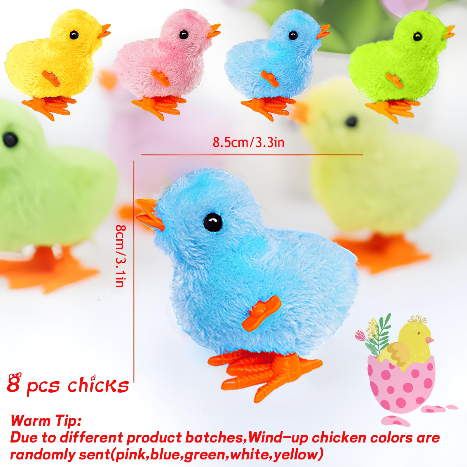12PCS Wind Up Chicken Bunny Jumping Chicks - Cute Hopping Rabbits Plush Toys for Kids Toddlers - Easter Basket Stuffers, Birthday Party Favors, Classroom Rewards & Fun Sensory Play Gifts