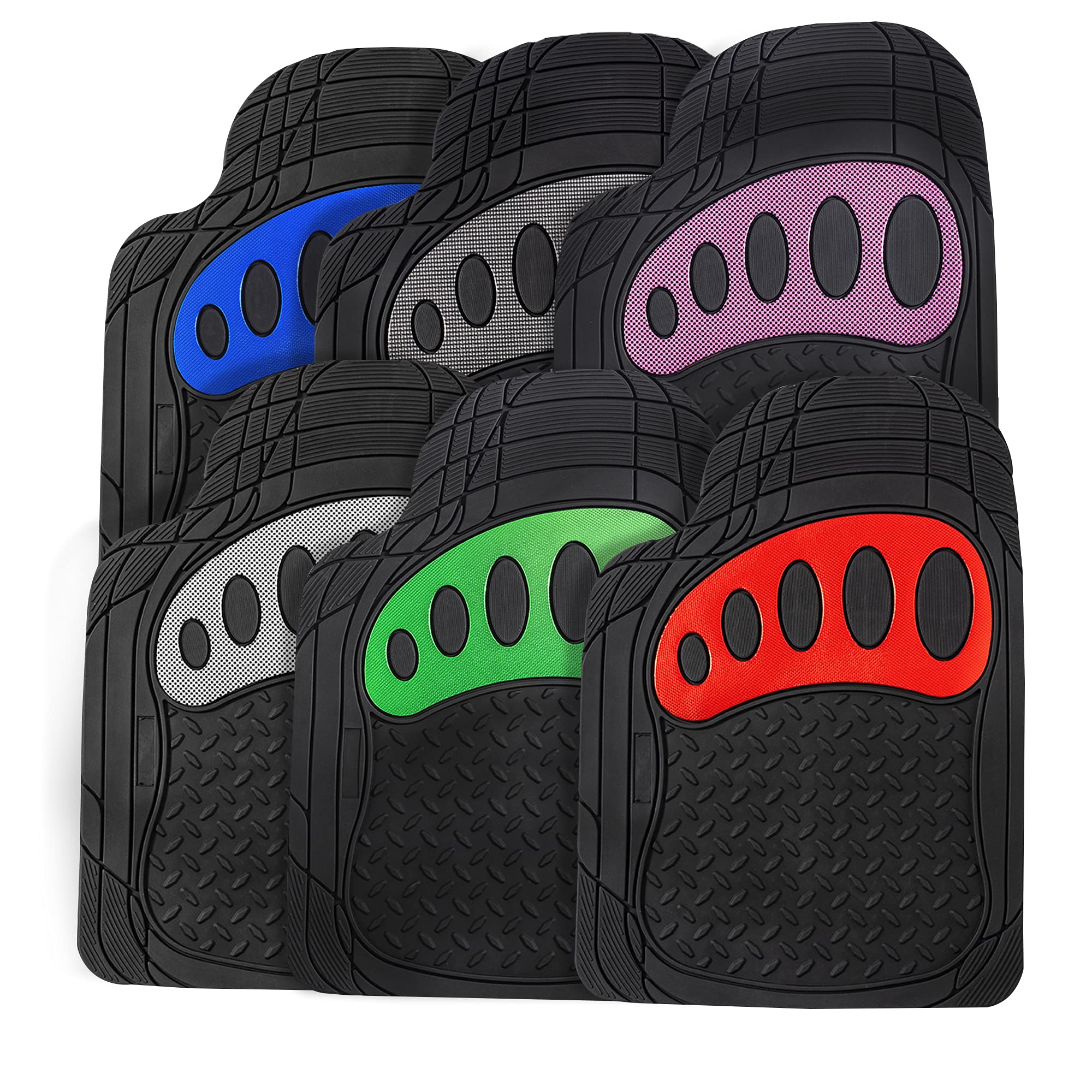 FH Group Heavy-Duty Rubber Car Floor Mats - Universal Fit for Sedans, SUVs & Trucks | All-Weather Protection | Trimmable Design | Perfect for Daily Commute, Road Trips & Off-Road Adventures