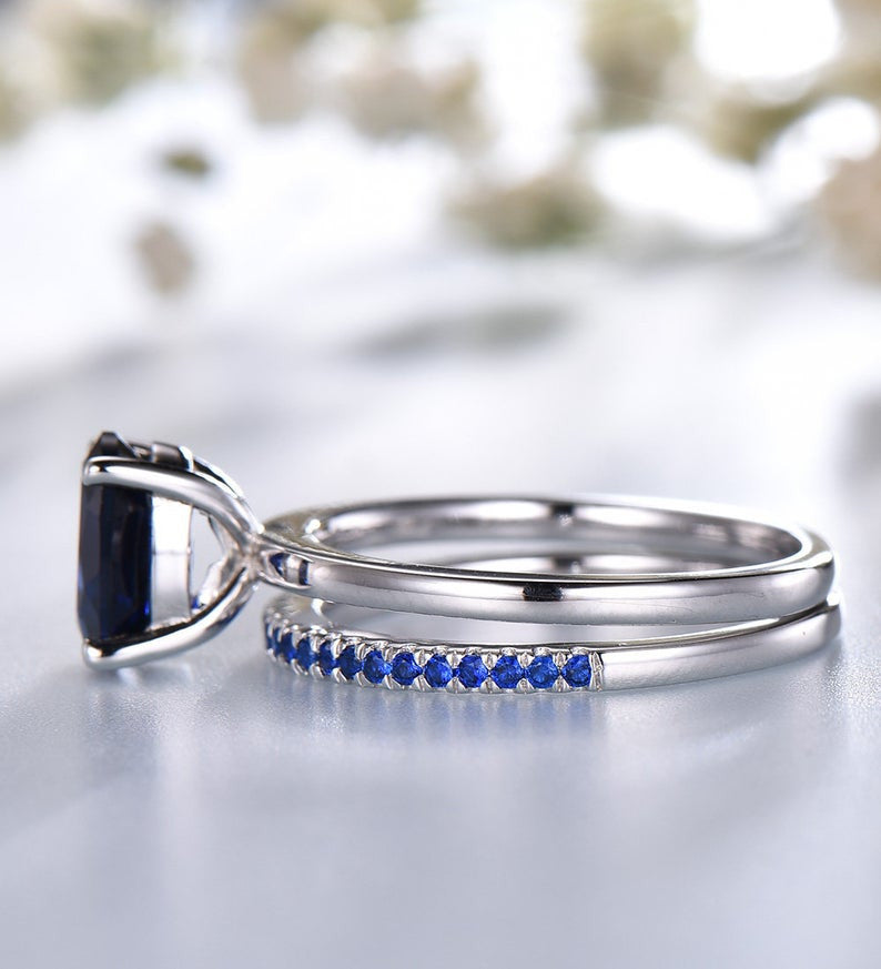 Elegant 4-Prong Sapphire Petite Comfort Fit Wedding Band Ring for Women - Perfect for Engagement, Anniversary & Special Occasions