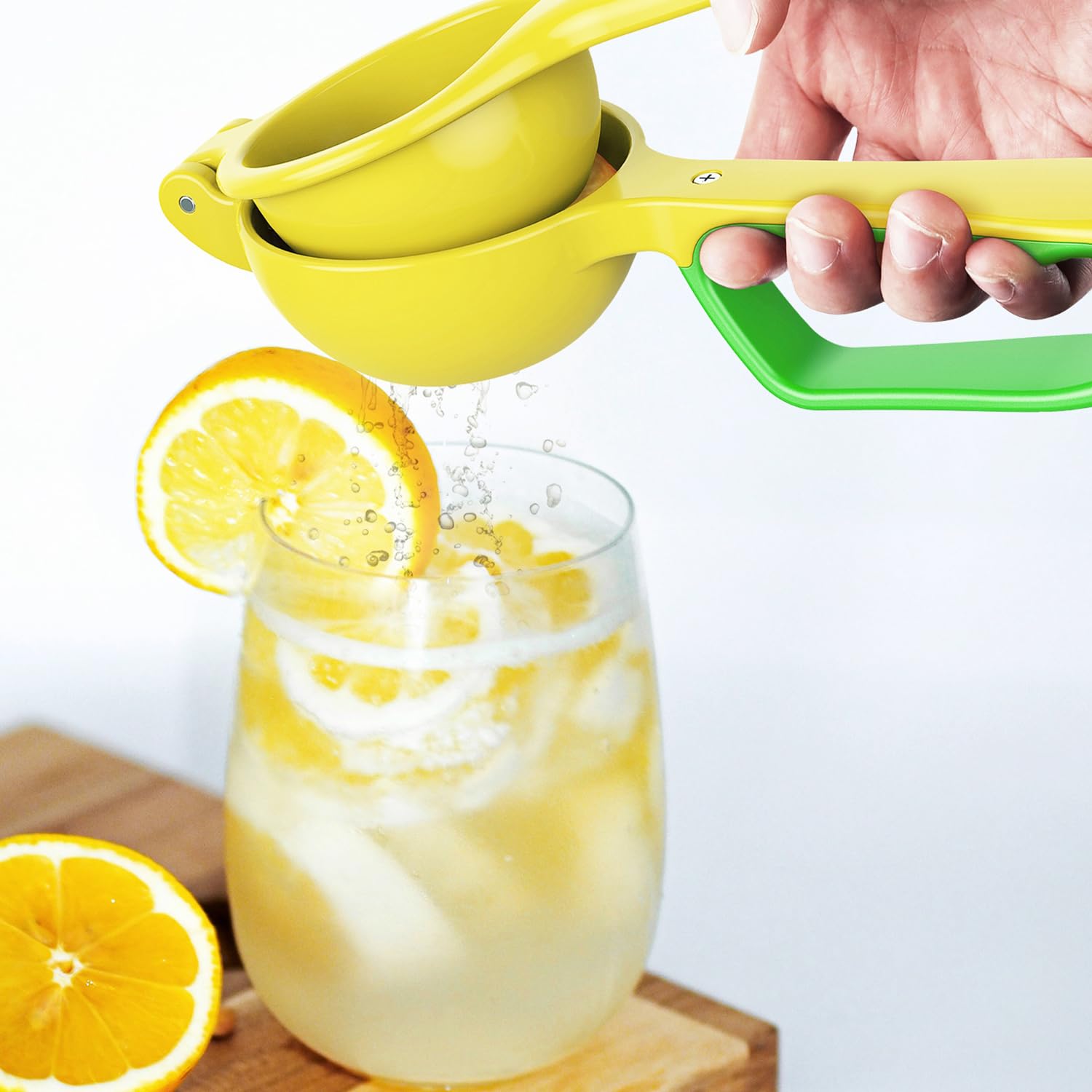 Premium Aluminum Manual Lemon Squeezer - Handheld Citrus Juicer for Lime, Orange & Grapefruit - Dishwasher Safe Kitchen Tool (Bright Yellow) - Perfect for Cocktails, Baking & Healthy Juicing