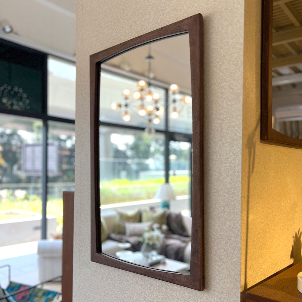Philos Rectangular Wall Mirror - Natural Walnut Wood Frame, Modern Home Decor for Living Room, Bedroom & Entryway