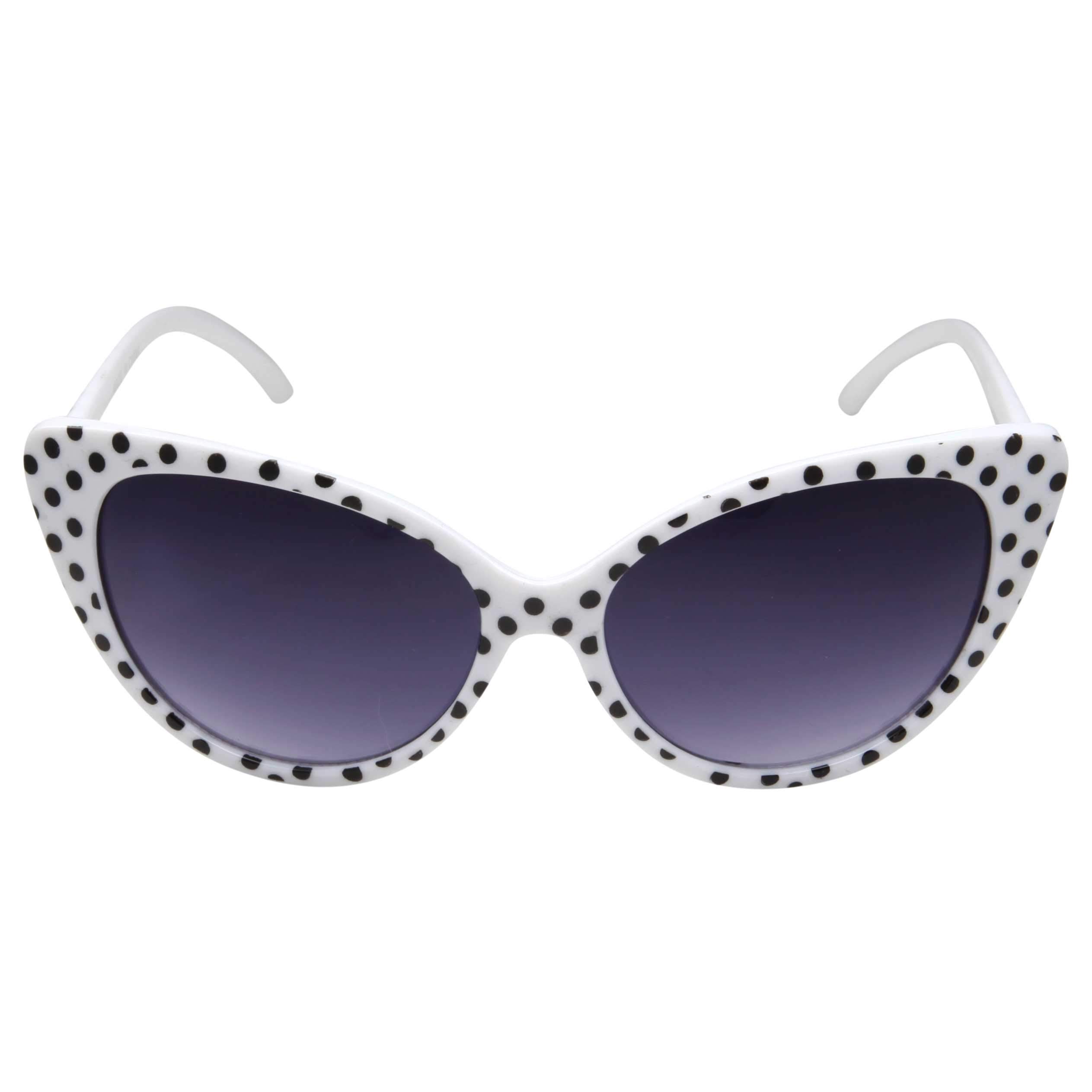 Stylish Polka Dot Cat Eye Sunglasses for Women - Trendy Retro Mod Fashion Sunglasses - Perfect for Summer, Beach, and Outdoor Activities