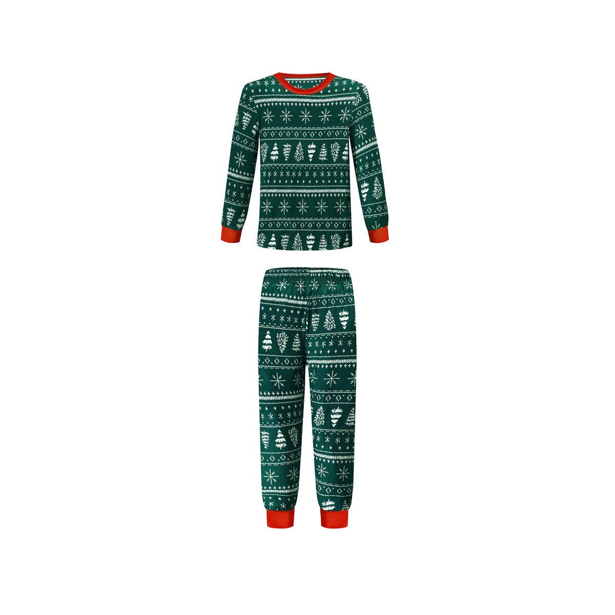 Festive Christmas Print Contrast Color Matching Family Pajama Set - Cozy Holiday Homewear for Parents and Kids - Perfect for Family Photos, Christmas Morning & Holiday Gatherings