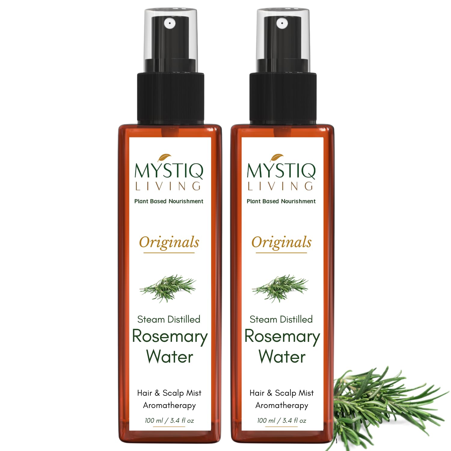 Pure Rosemary Water Hair Growth Spray - 100% Natural Hydrosol Mist for Thicker Hair | 2-Pack (200ml) | Promotes Hair Regrowth & Scalp Health | Perfect for Daily Hair Care Routine & Natural Styling