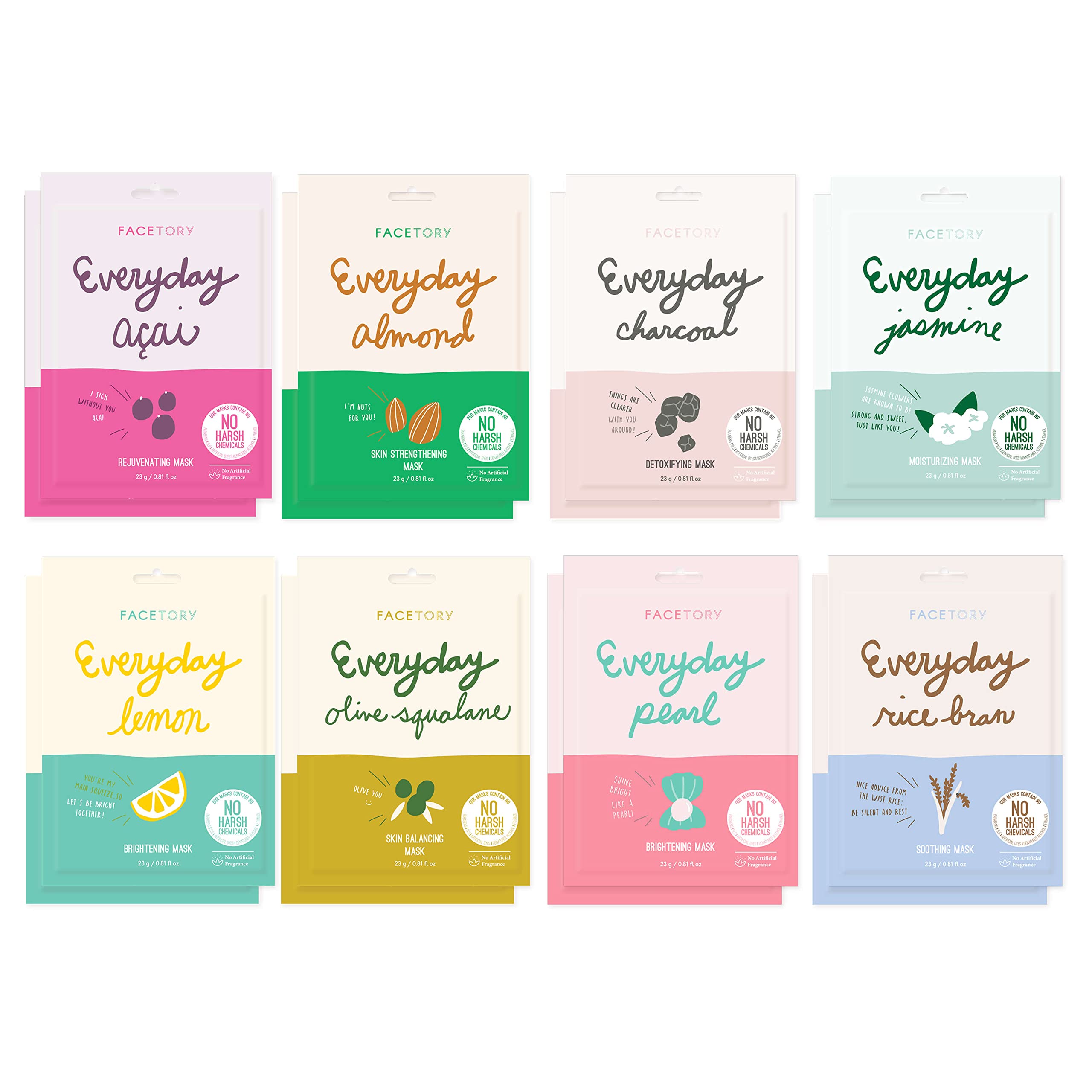 K Beauty Face Mask Set - 16 Sheet Masks for All Skin Types | Sulfate & Paraben Free | Daily Skincare Routine