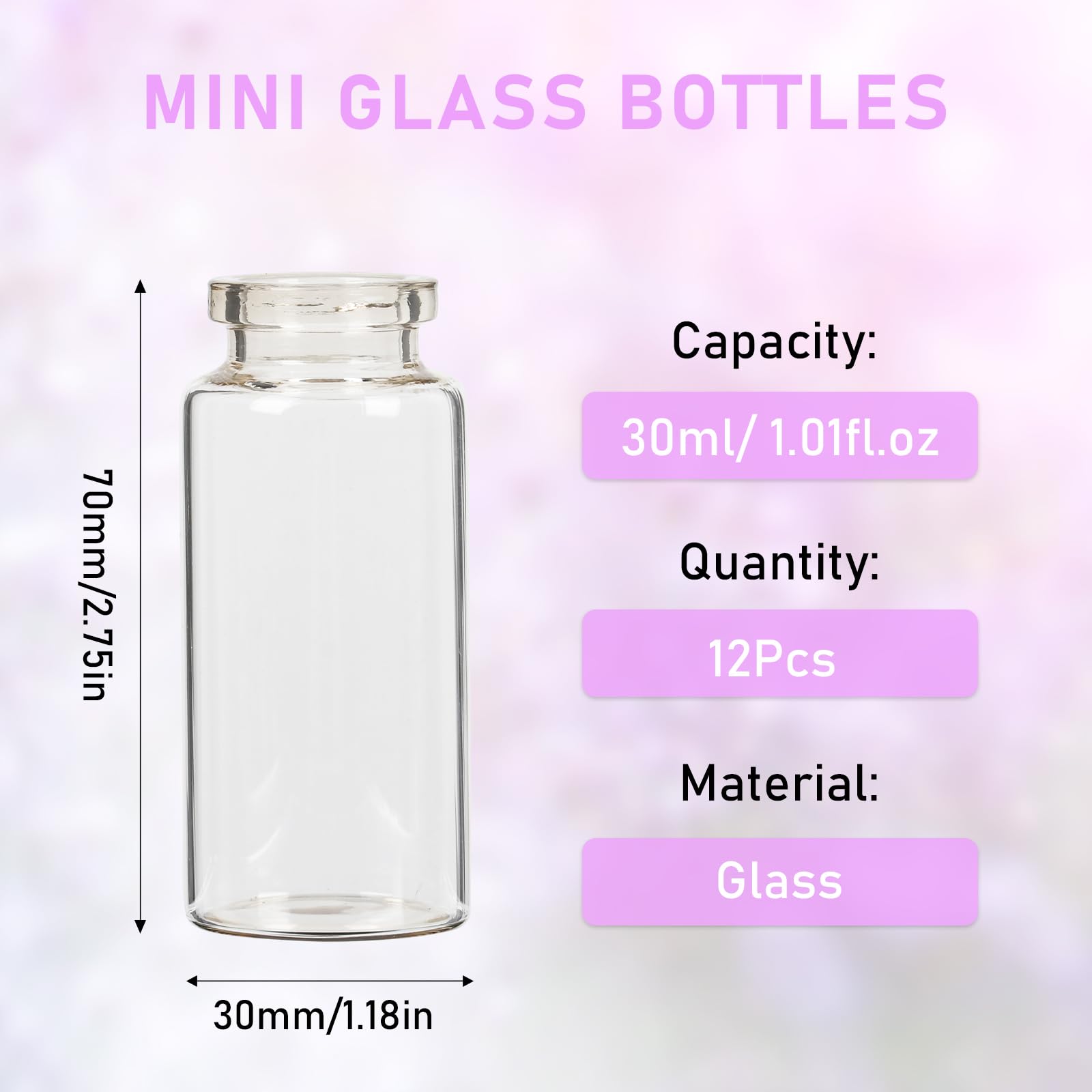 30ml Small Glass Bottles with Cork Stoppers - 12 Pack Mini Bottles with Twine & Extra Corks - Tiny Vials for Potions, Spells, Message in a Bottle - Perfect for DIY Crafts, Wedding Favors, Essential Oils & Home Decor
