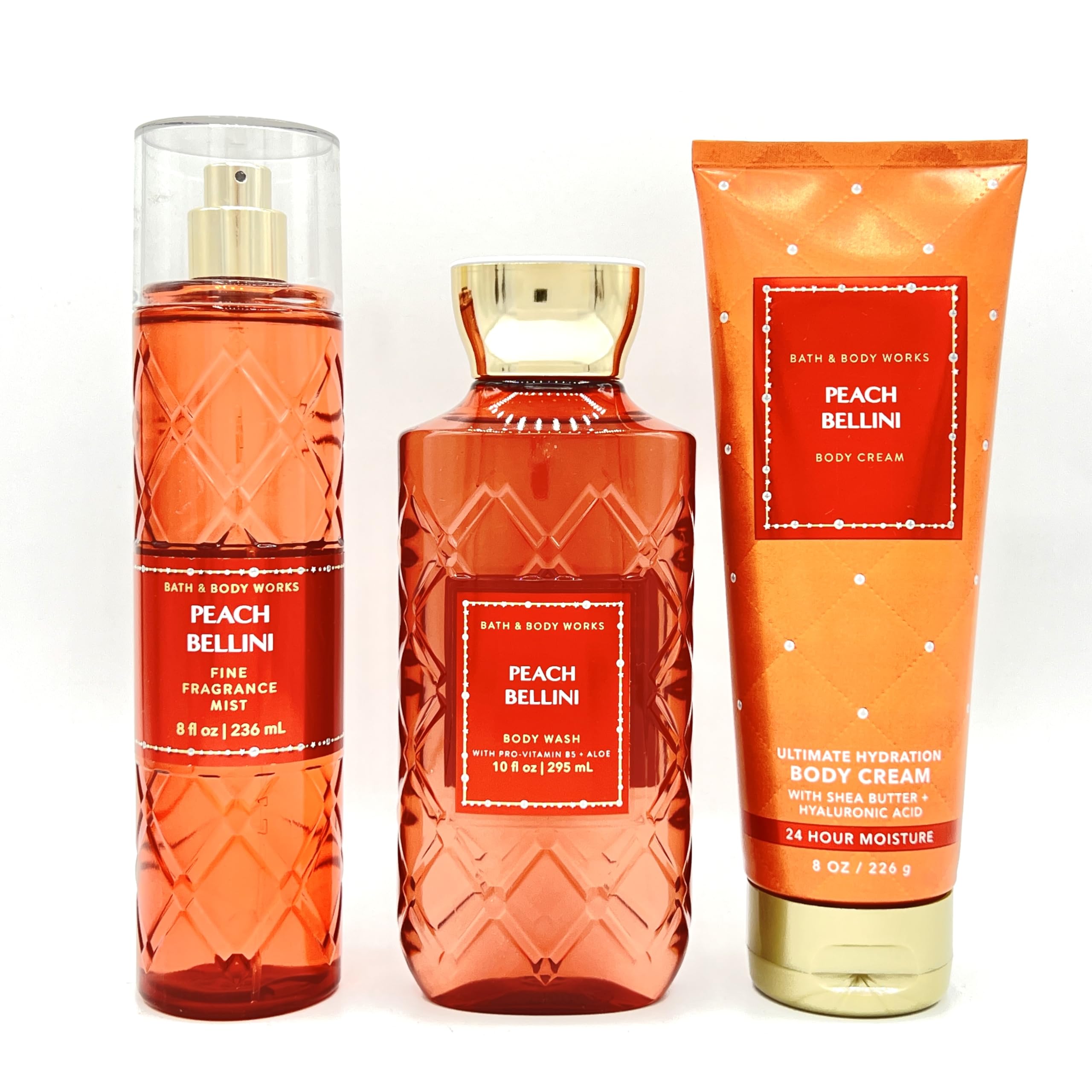 Peach Bellini 3-Piece Bath & Body Gift Set - Fragrance Mist, Body Wash & Hydrating Cream | Perfect for Spa Day, Self-Care & Gifts