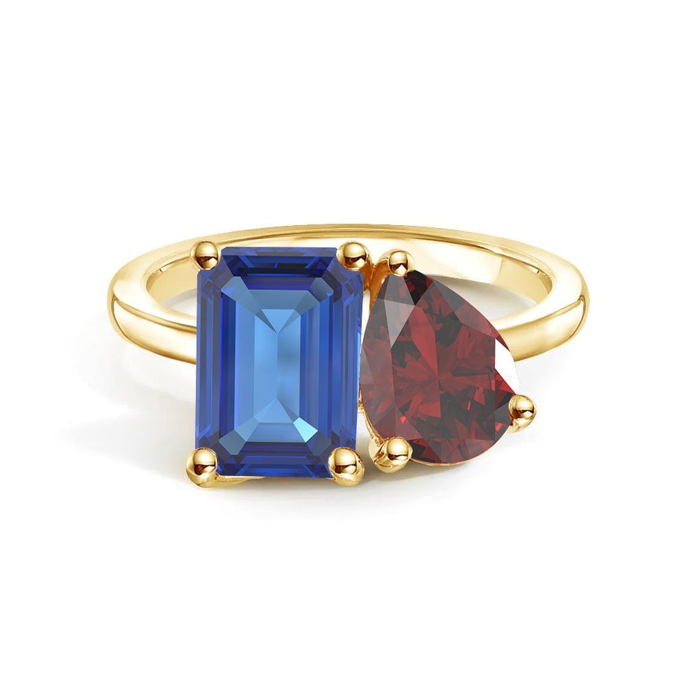 Toi et Moi Personalized Sapphire Birthstone Ring | Custom Anniversary Jewelry Gift for Her | Perfect for Weddings, Engagements & Romantic Occasions