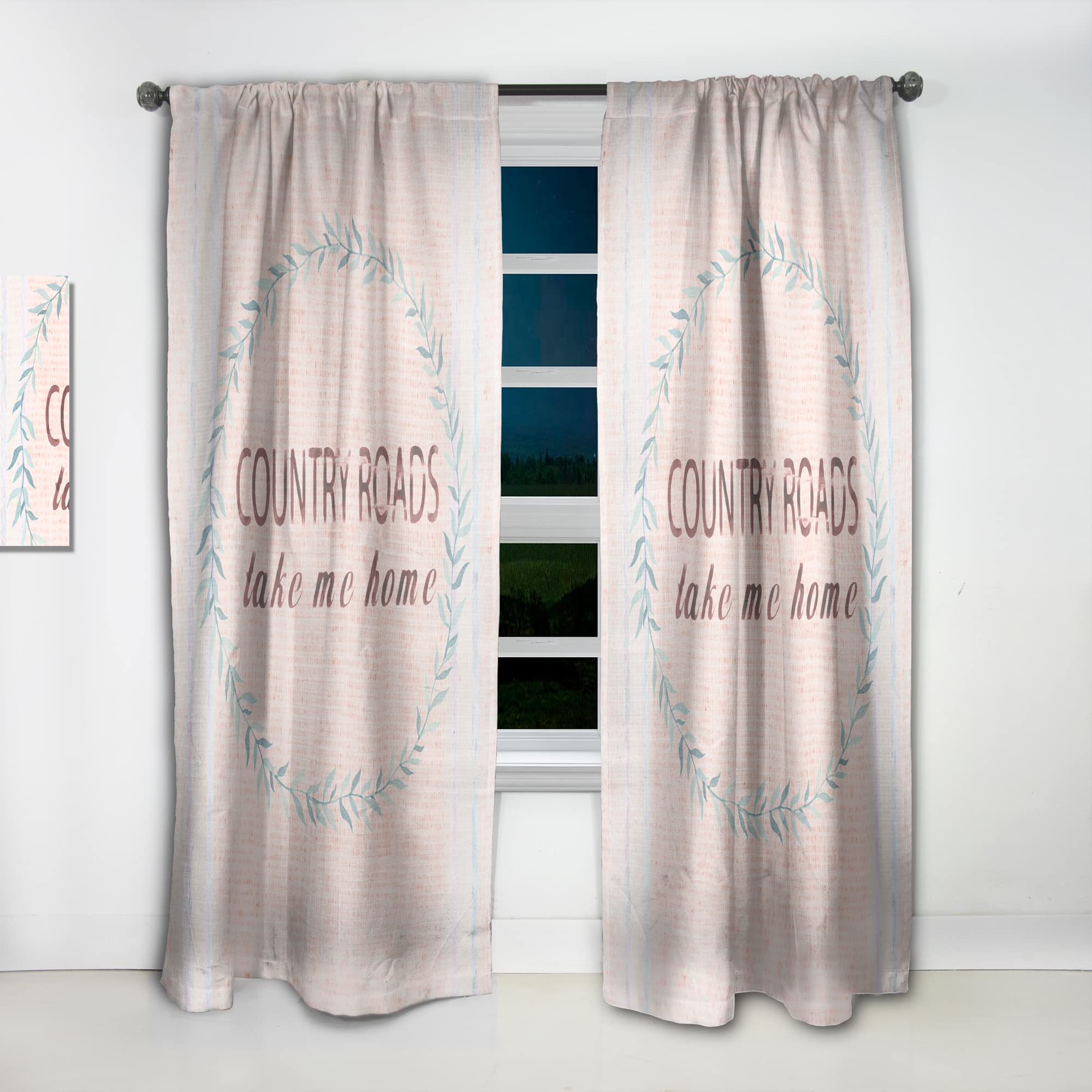 Farmhouse Floral Blackout Curtains 52x63 Inch - Thermal Insulated Single Panel Window Drapes for Bedroom & Living Room - Noise Reducing & Energy Saving Home Decor