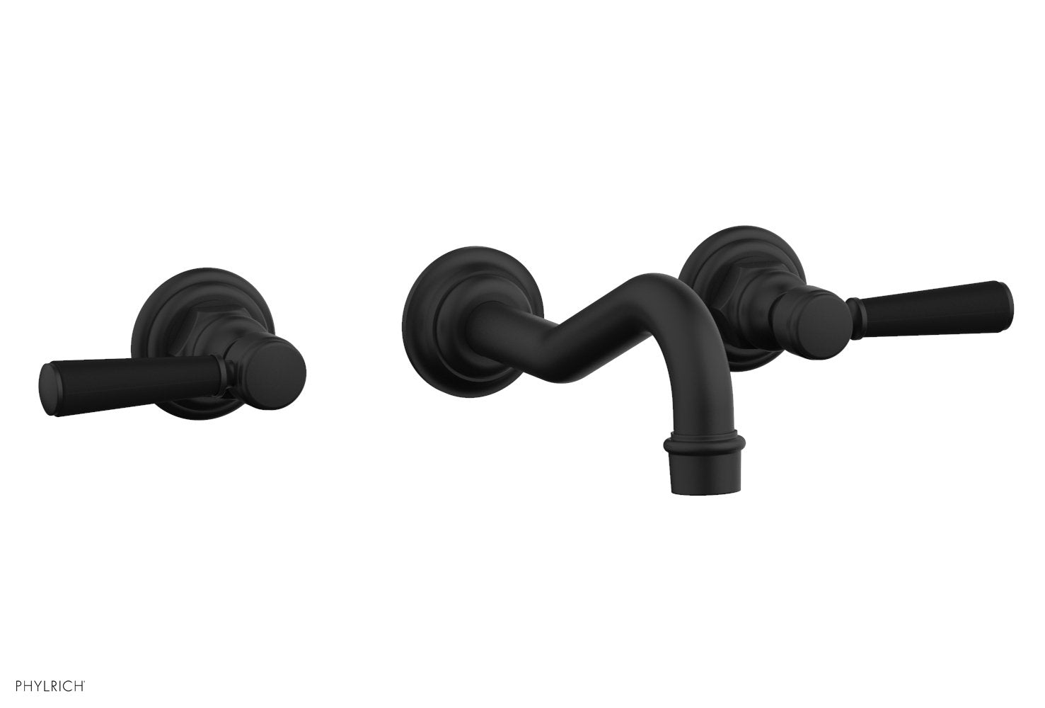 HENRI Wall Lavatory Set - Satin Black Lever Handles 161 12