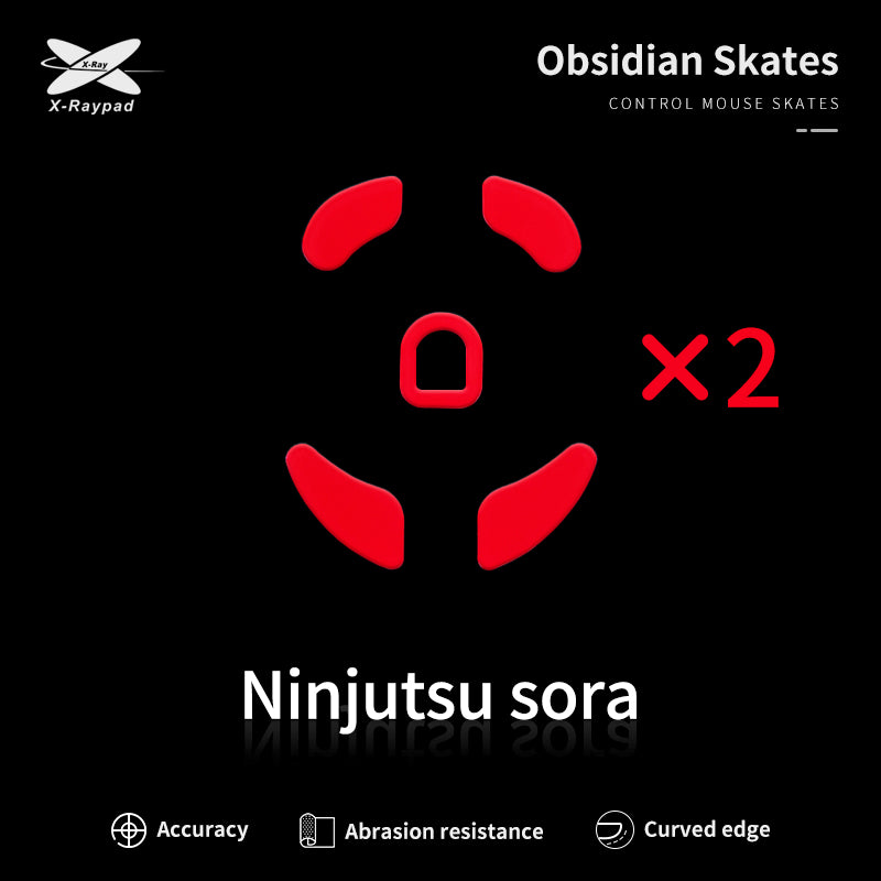 X Raypad Obsidian Mouse Skates - Ultra Smooth PTFE Feet for Ninjutso Sora & Sora 4K Gaming Mice - Perfect for FPS, MOBA & Esports Gaming