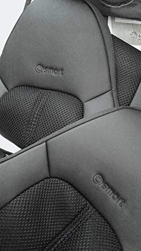 Custom Fit Smart Car Seat Covers - Mix Leatherette & Two-Tone Synthetic Fishnet for Smart Fortwo (451) 2007-2014 | Total Black | Durable & Stylish Protection - Perfect for Daily Commute & Road Trips