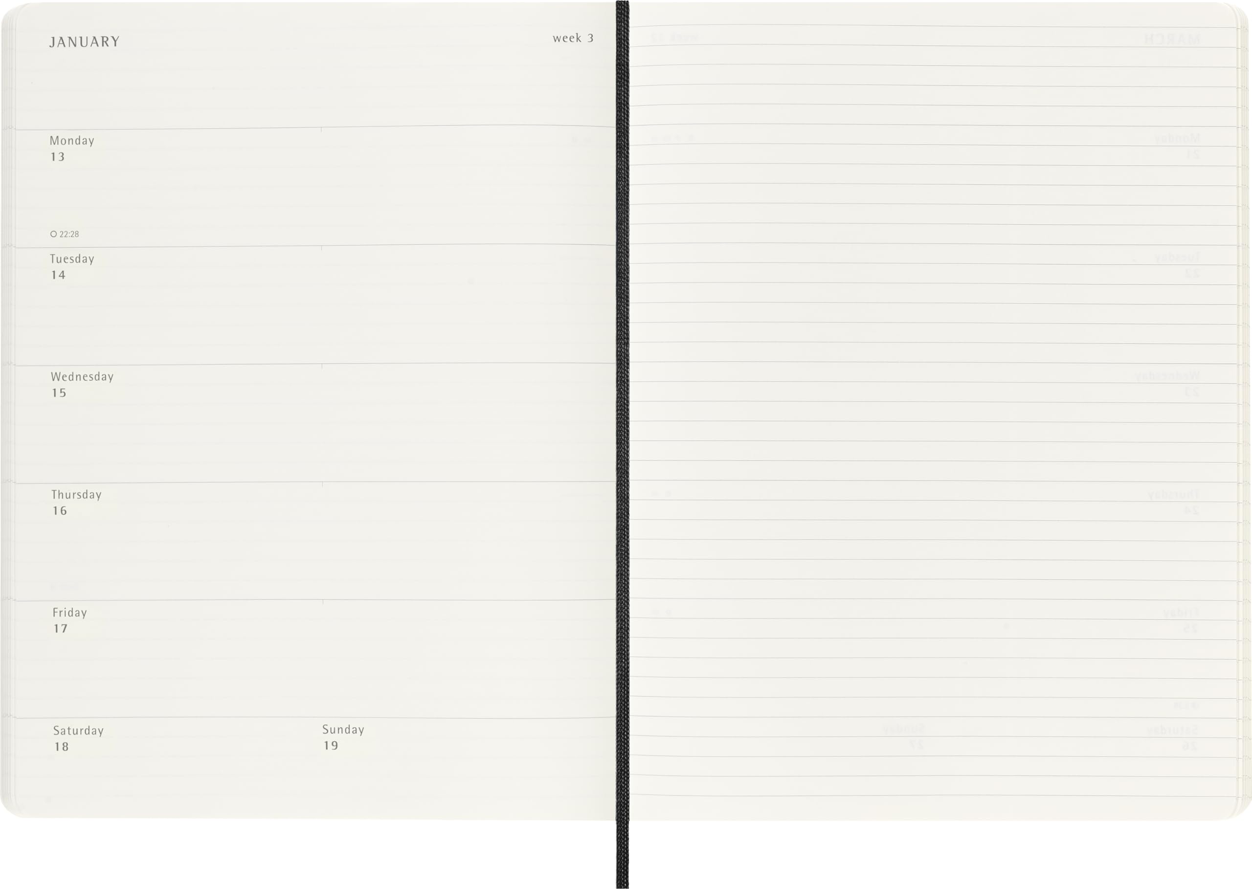 Moleskine 2024-2025 Weekly Planner - 18 Month Calendar with Notes Section, Soft Cover & Elastic Closure, Extra Large 19x25cm, Black - Perfect for Work, School & Personal Organization