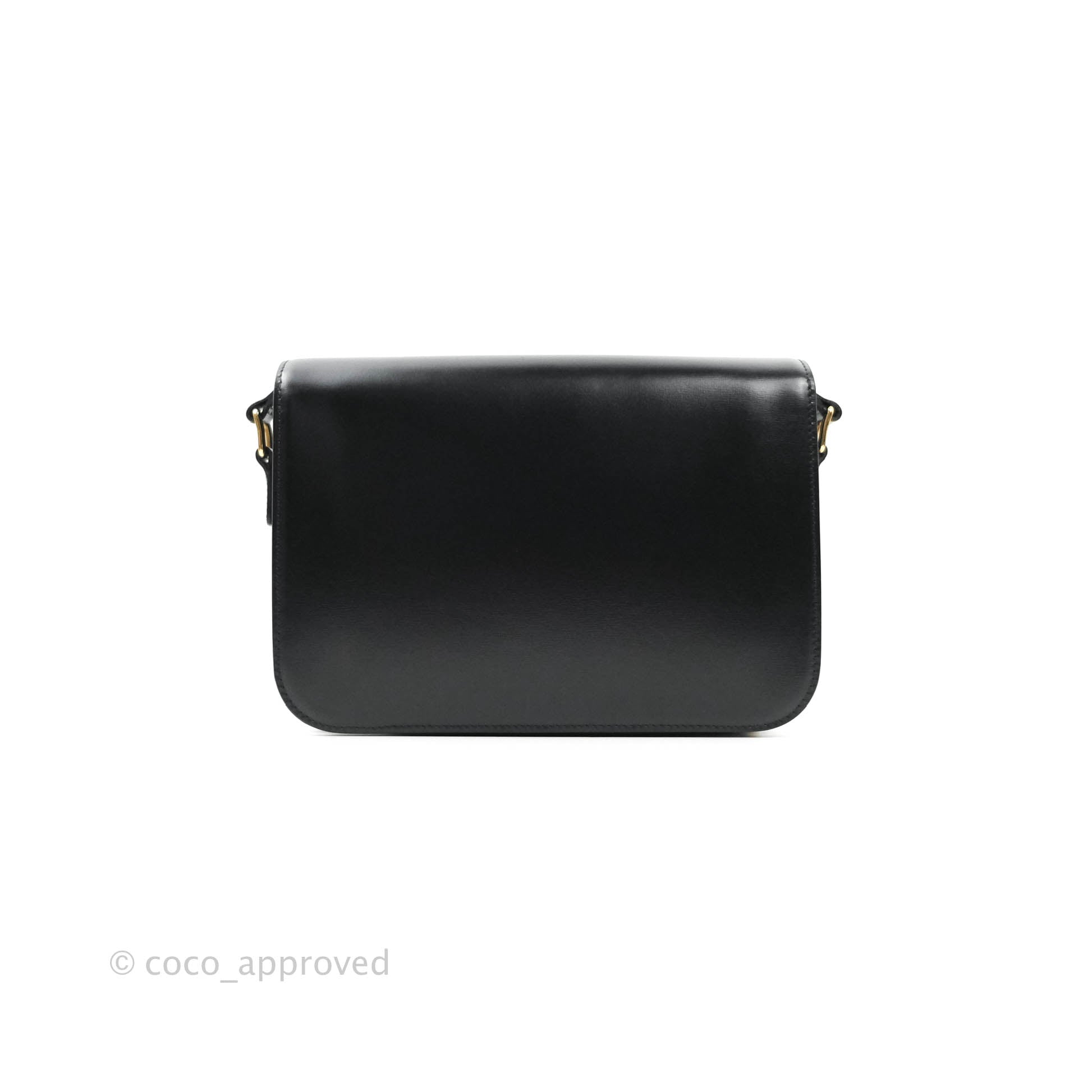 Celine Shiny Calfskin Medium Triomphe Black Leather Shoulder Bag - Luxury Designer Handbag for Women, Perfect for Work, Travel and Special Occasions