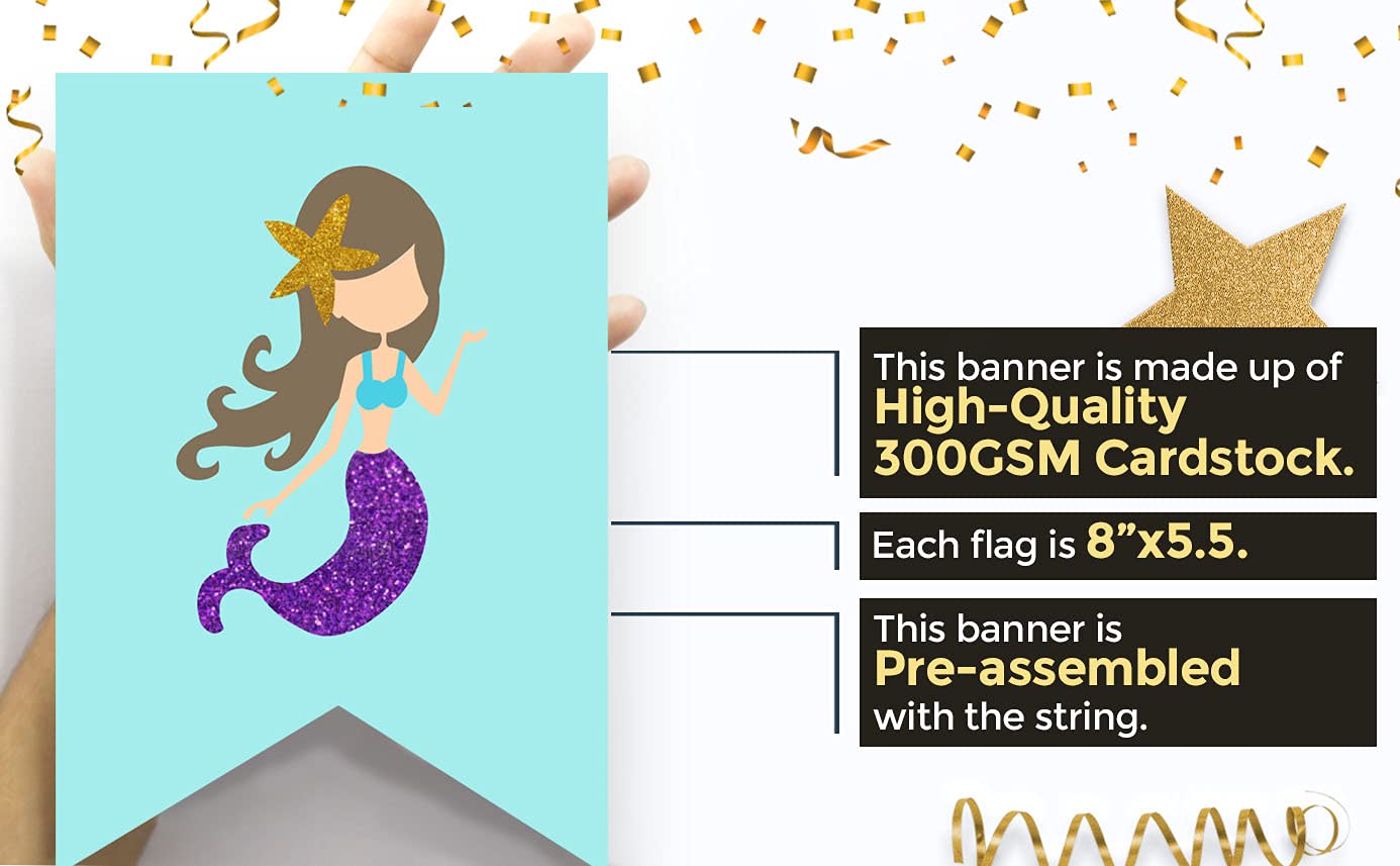 Mermaid First Birthday Party Highchair Banner & Decorations - The Bash Affair | 1st Birthday Party Supplies for Girls, Baby Shower, High Chair Sign | Perfect for Mermaid-Themed Birthday Celebrations & Baby Showers