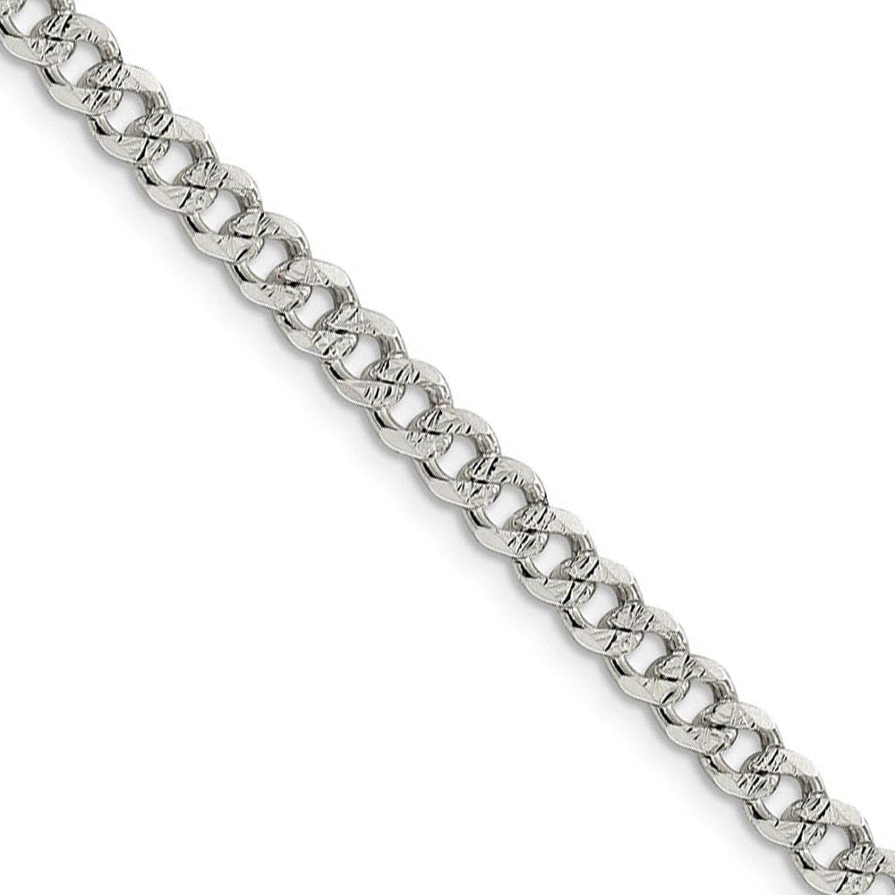 4.5mm Sterling Silver Solid Pave Curb Chain Necklace with Black Bow - Elegant Jewelry for Women, Perfect for Parties, Weddings & Everyday Wear