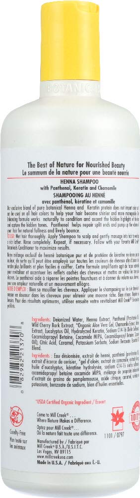 Mill Creek Henna Shampoo - 16oz (473ml) for Color-Treated & Damaged Hair - Natural Hair Care with Herbal Extracts - Perfect for Salon-Quality Results at Home