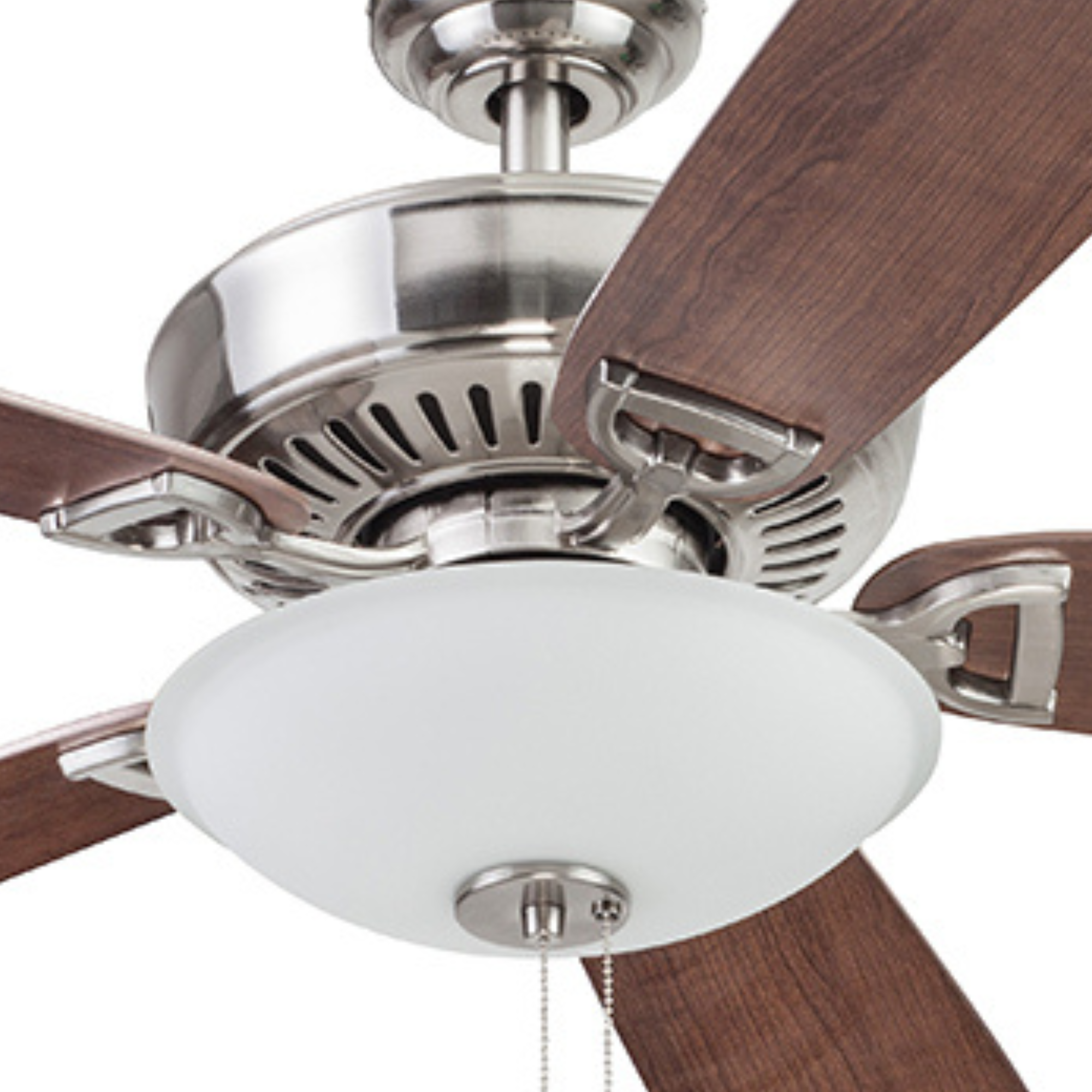 52 Inch Montlake Brushed Nickel Ceiling Fan with Pull Chain - Modern Indoor Cooling for Living Room, Bedroom & Office