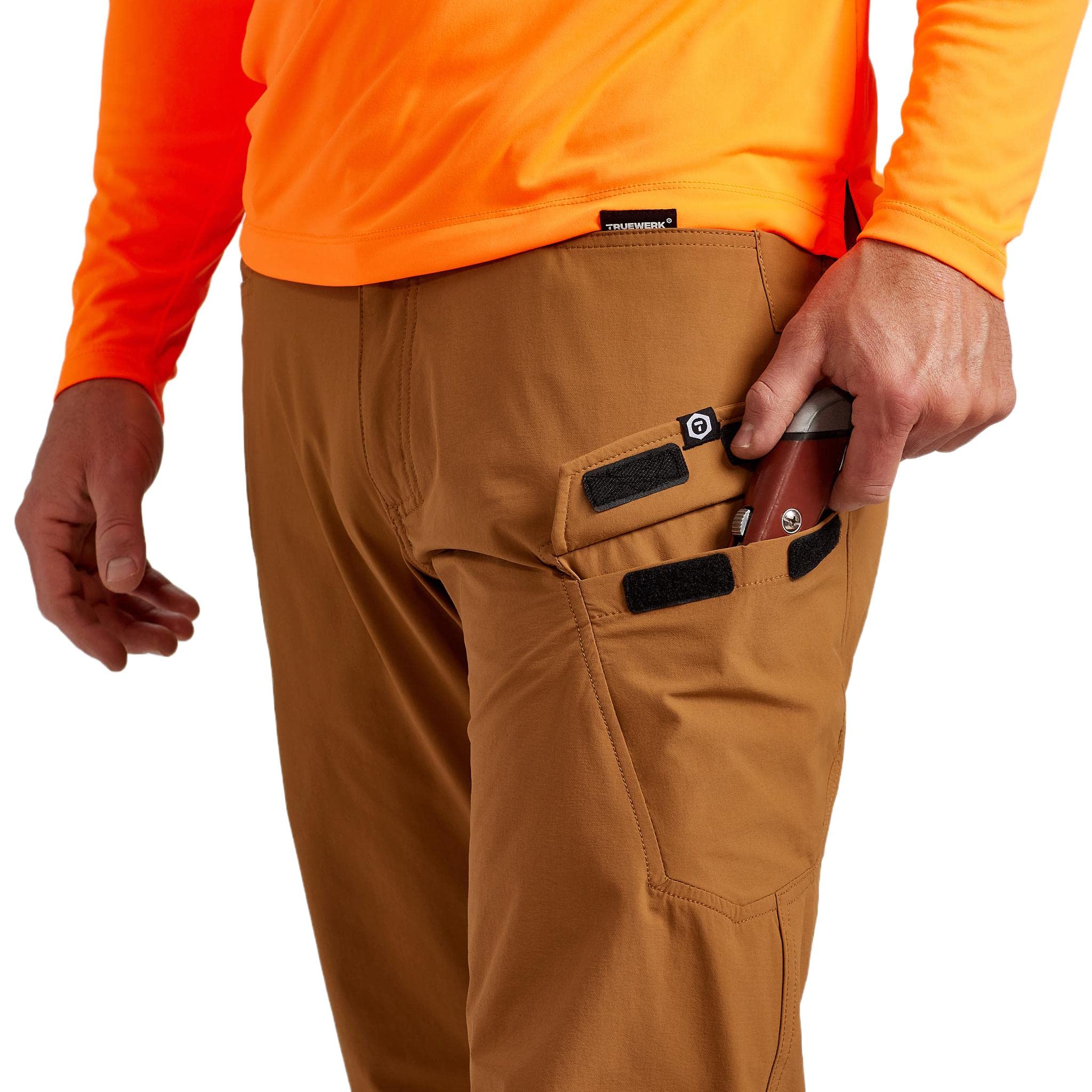 TRUEWERK Men's Work Pants - T1 WerkPants Relaxed Fit, Lightweight & Moisture Wicking Tactical Cargo Pants with 4-Way Stretch for Construction, Hiking & Outdoor Activities