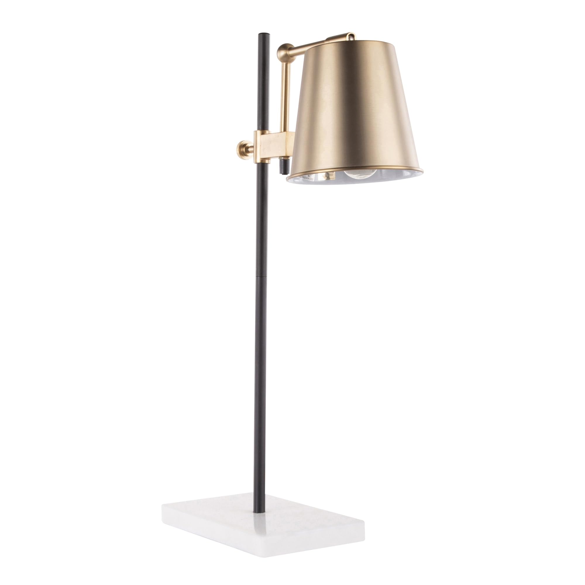 Modern Metric Table Lamp - Adjustable Brass & White Desk Lamp for Nightstand, Bedside, Living Room | Perfect for Reading, Working, and Ambient Lighting